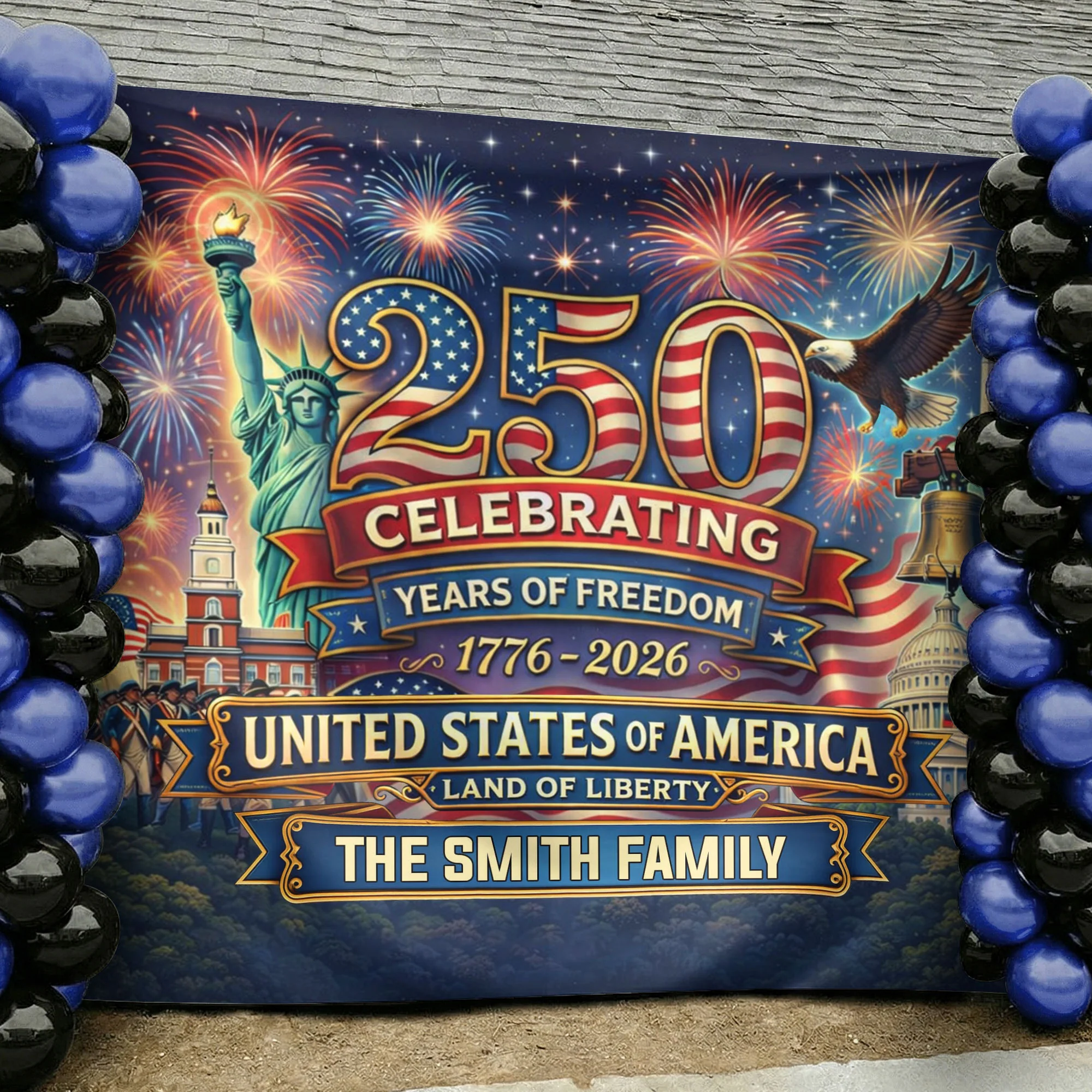 Usa 250th Anniversary Backdrop Semiquincentennial 1776-2026 - Personalized Backdrop - Image 4
