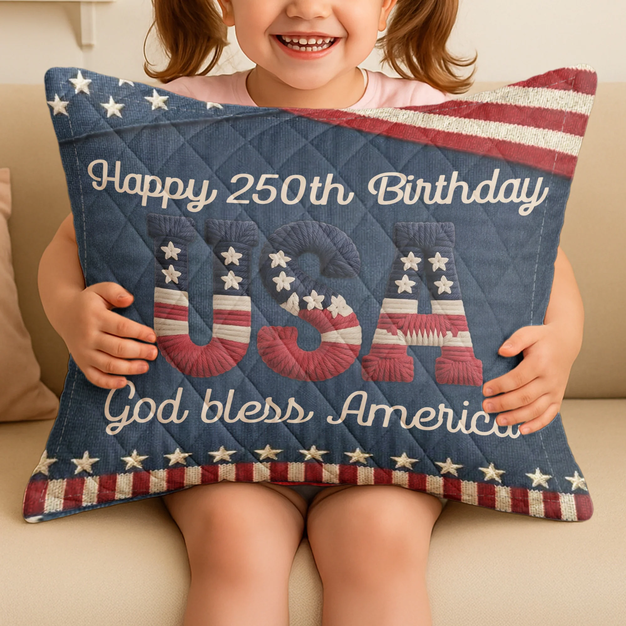 USA 250Th Birthday Faux Yarn Pattern - Custom Blanket - Image 6