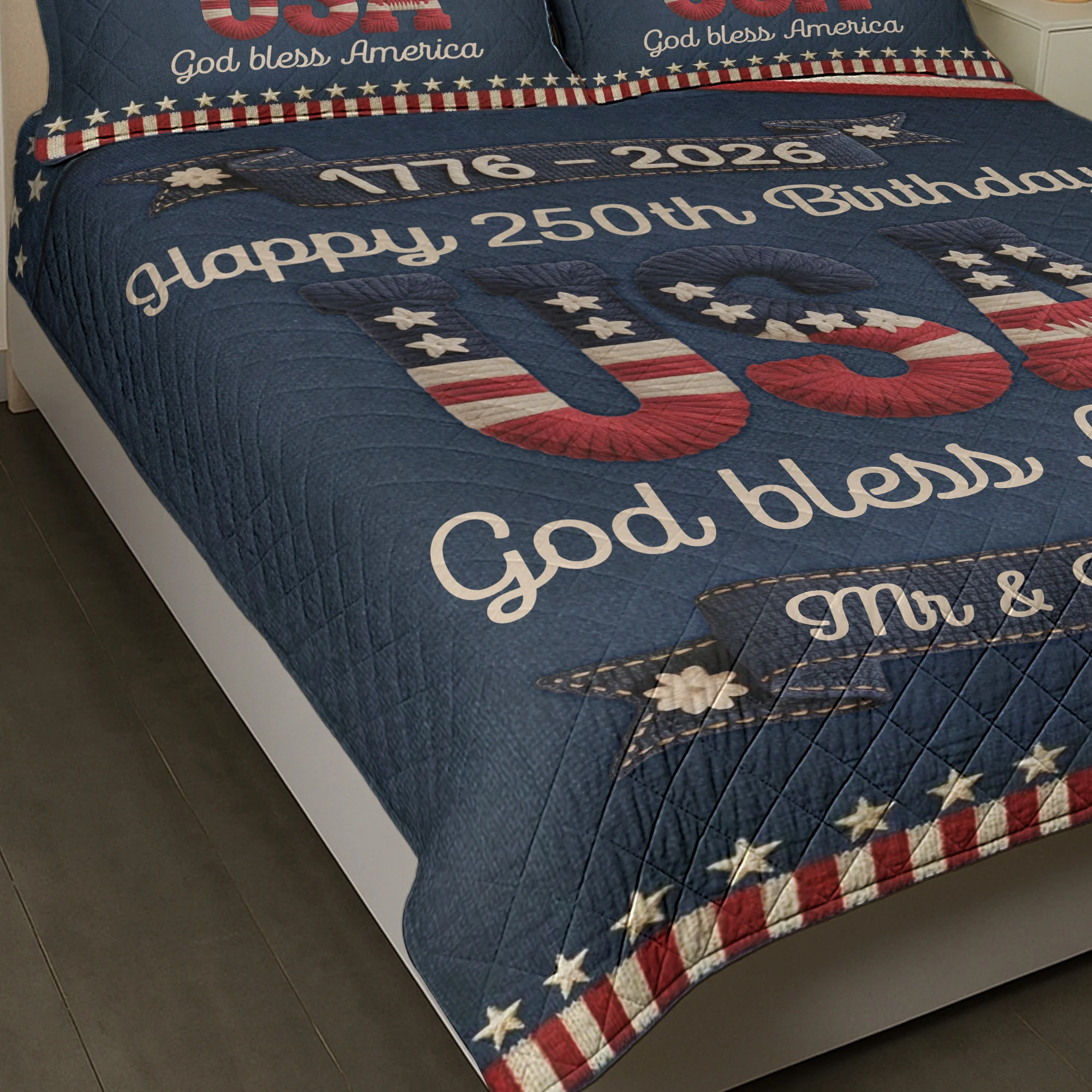 USA 250Th Birthday Faux Yarn Pattern - Custom Blanket - Image 7