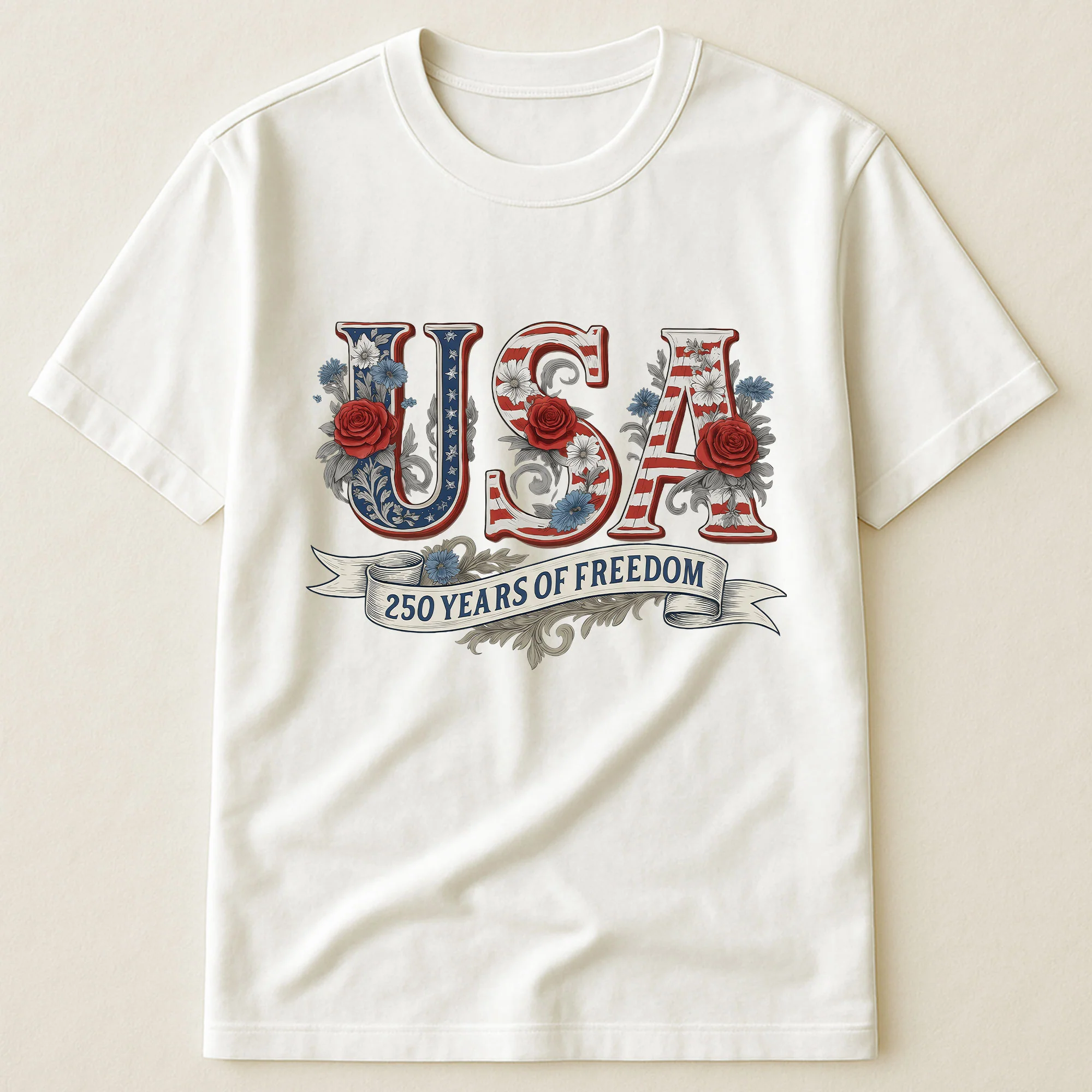 USA Floral 250 Years Of Freedom Vintage - Shirt
