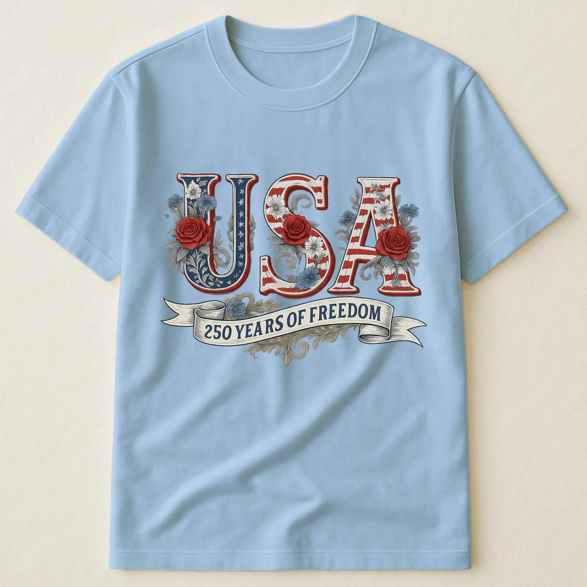 USA Floral 250 Years Of Freedom Vintage - Shirt - Image 15