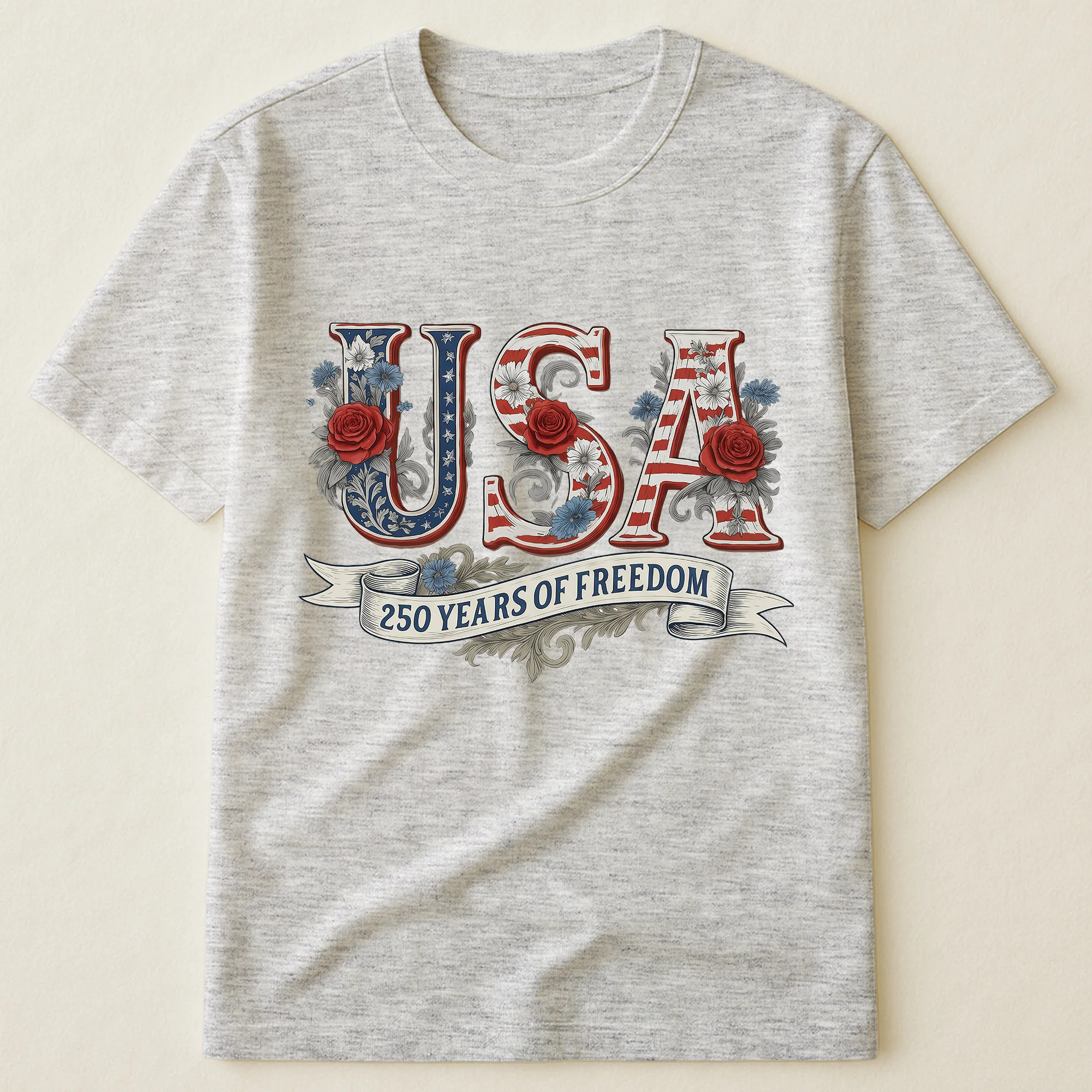 USA Floral 250 Years Of Freedom Vintage - Shirt - Image 17