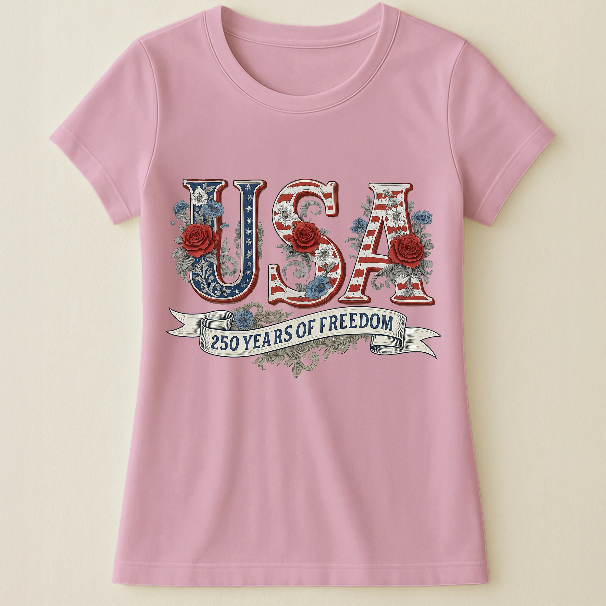USA Floral 250 Years Of Freedom Vintage - Shirt - Image 19