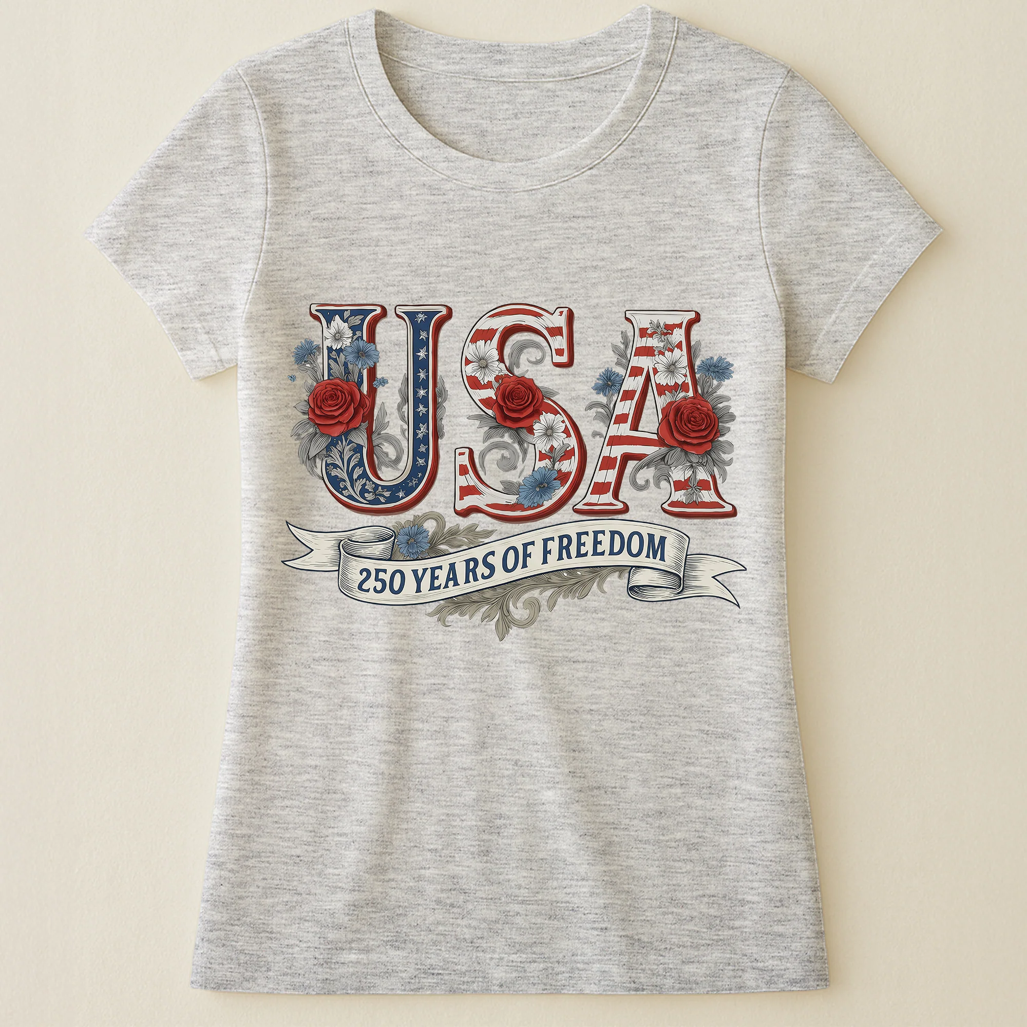 USA Floral 250 Years Of Freedom Vintage - Shirt - Image 20