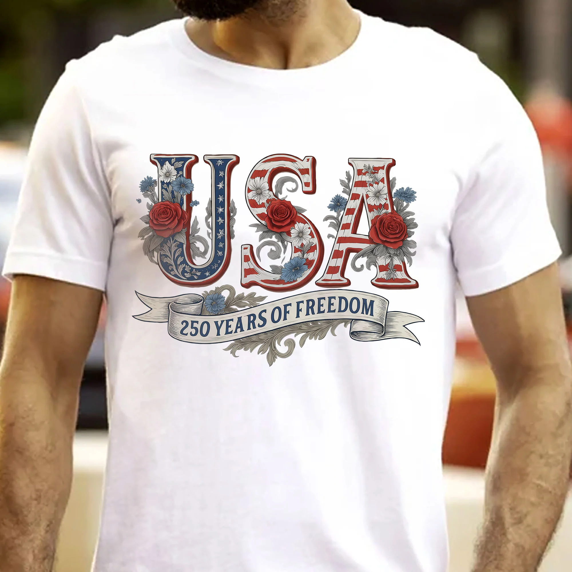 USA Floral 250 Years Of Freedom Vintage - Shirt - Image 3