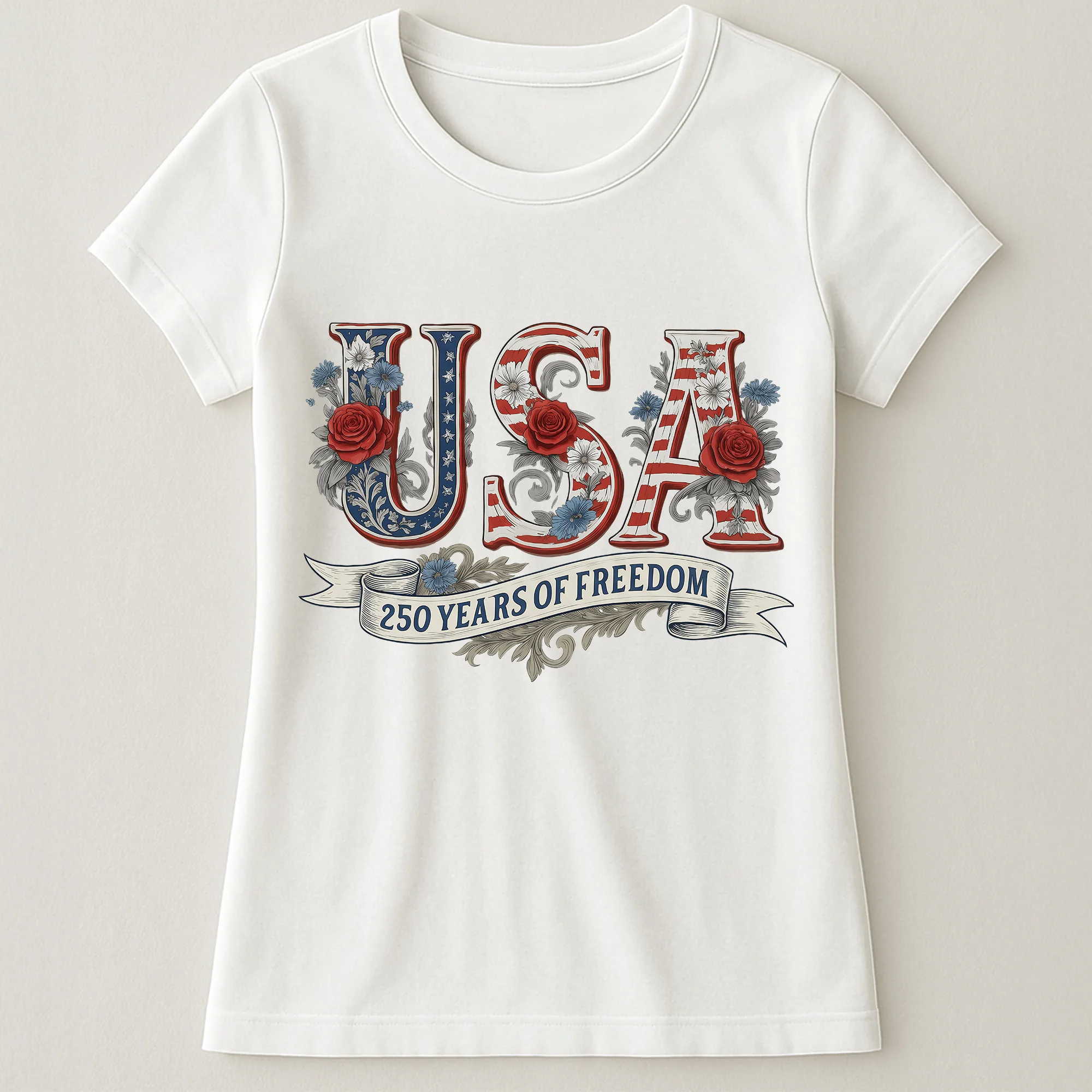 USA Floral 250 Years Of Freedom Vintage - Shirt - Image 8