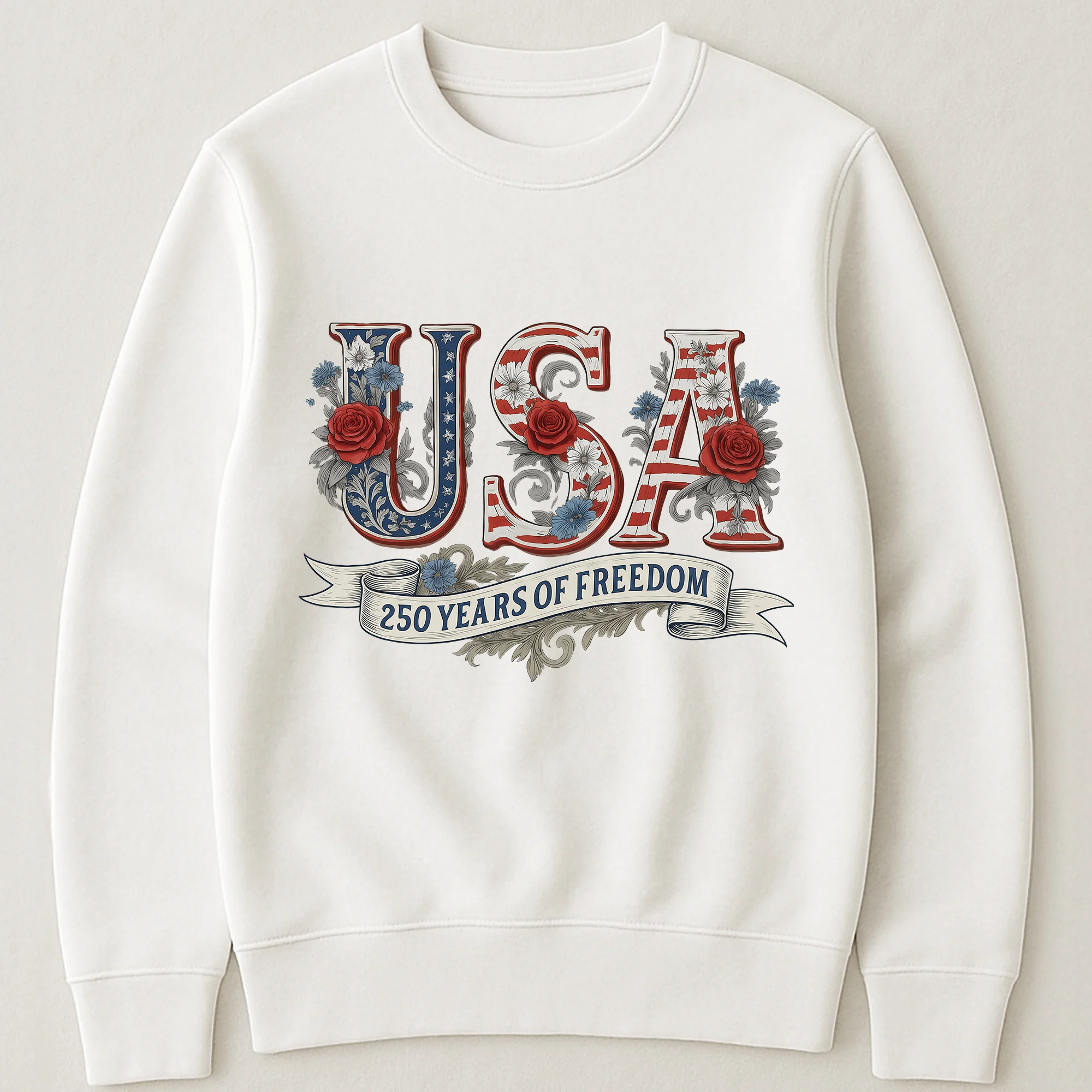 USA Floral 250 Years Of Freedom Vintage - Shirt - Image 9