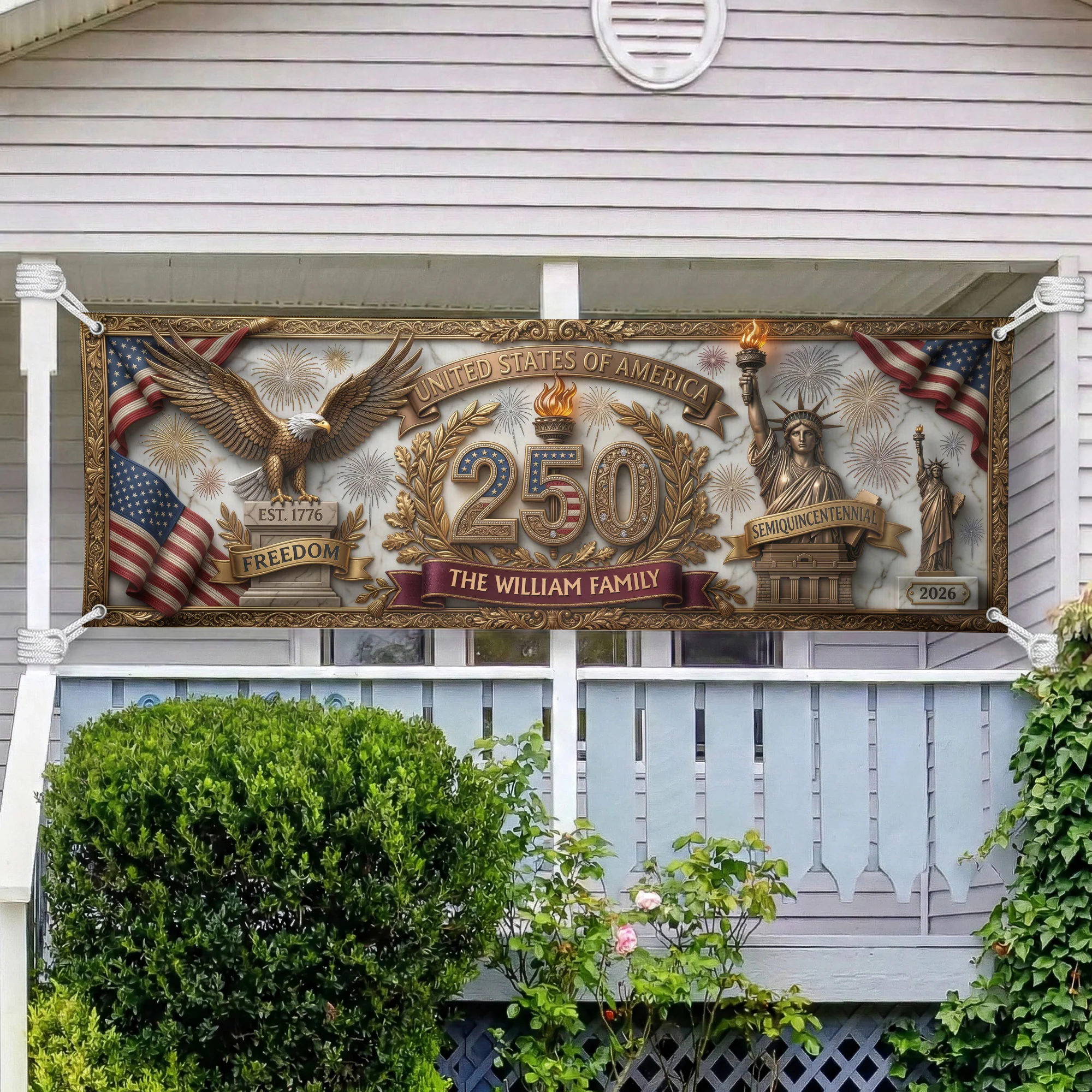 USA Decor Faux Pattern - Personalized Banner - Image 3