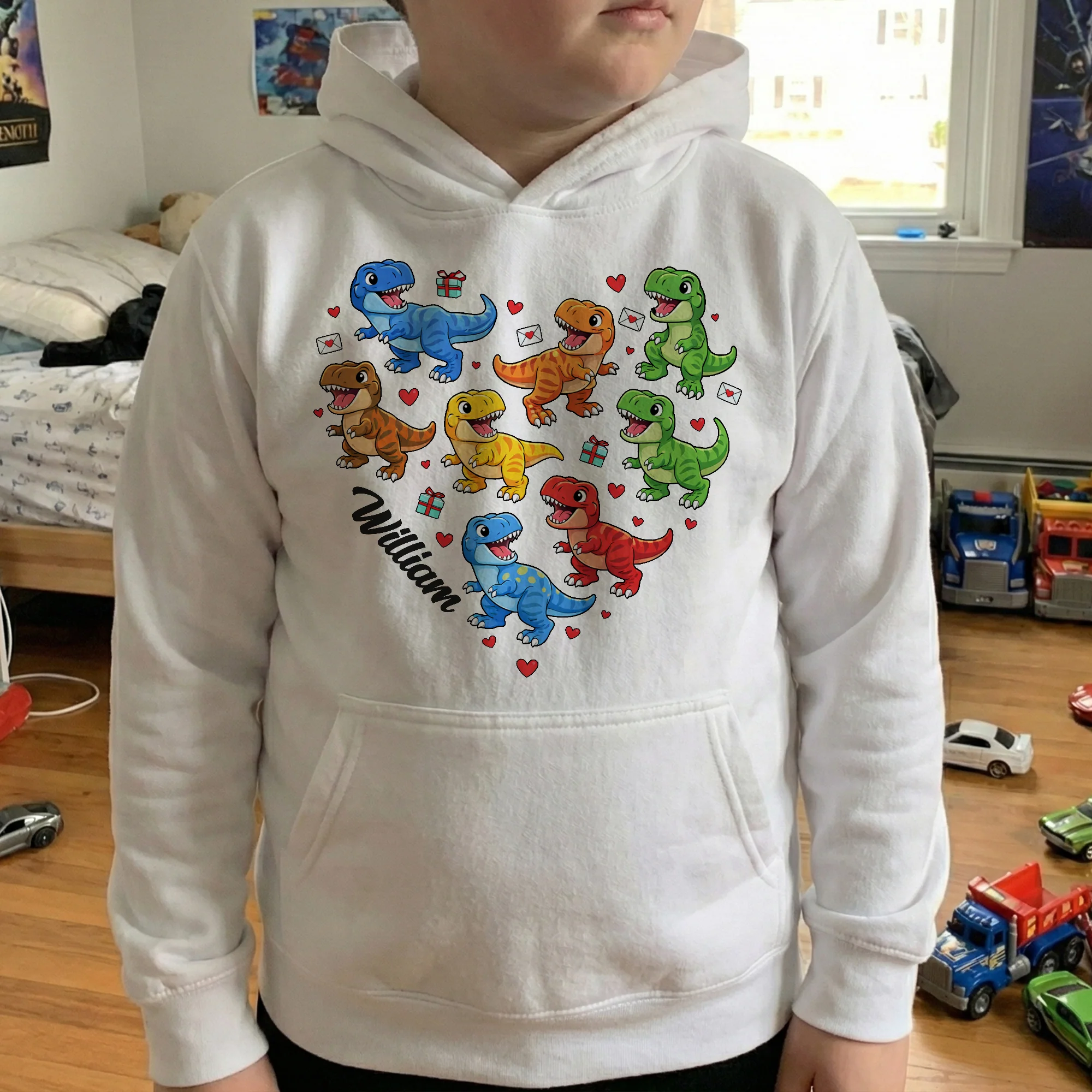 Valentine Monster Truck Dinosaur Construction Racing Car Gift For Boy - Personalized Shirt - Image 6