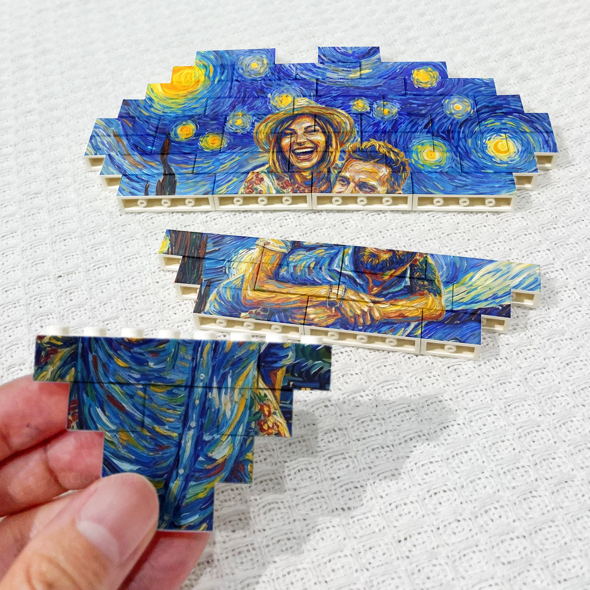Van Gogh Art Custom Couple Photo Anniversary Gifts Version 2- Personalized Building Blocks - Image 5