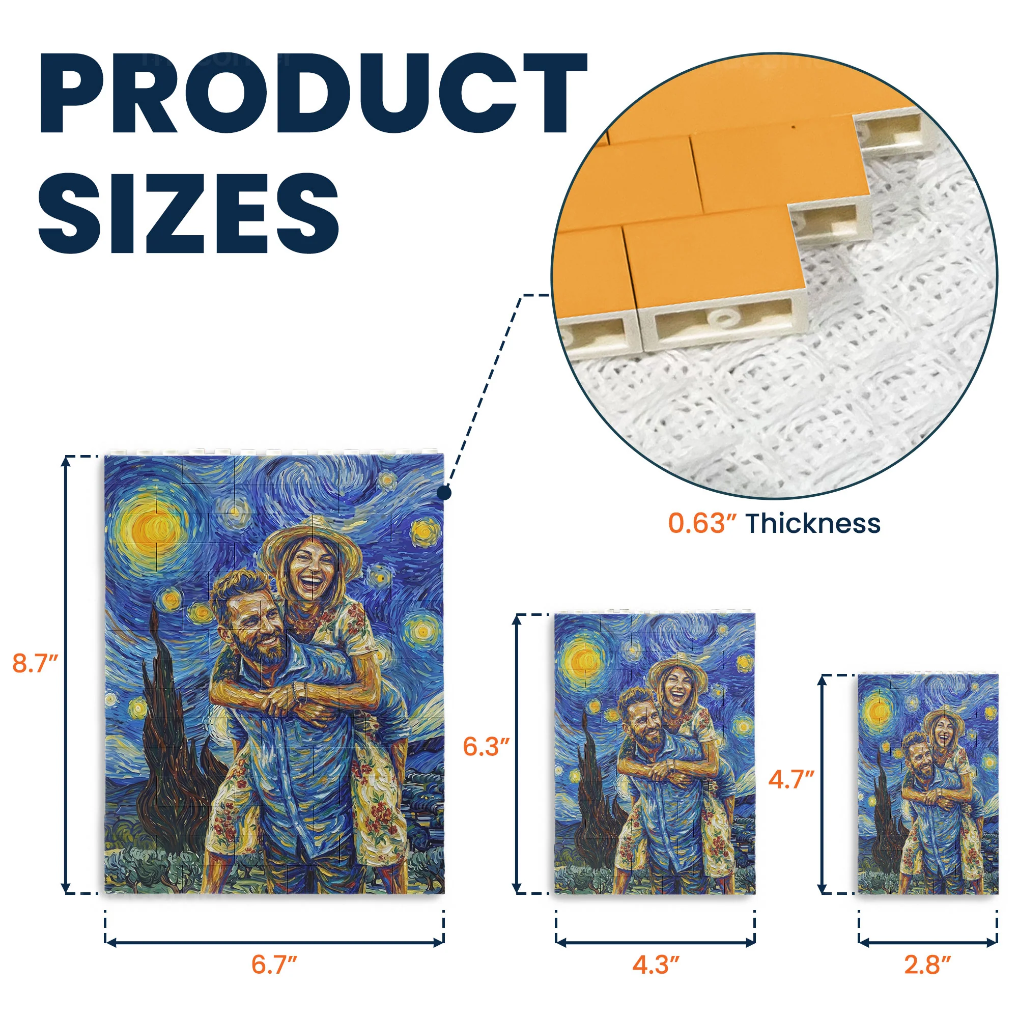 Van Gogh Art Custom Couple Photo Anniversary Gifts Version 3 - Personalized Building Blocks - Image 6