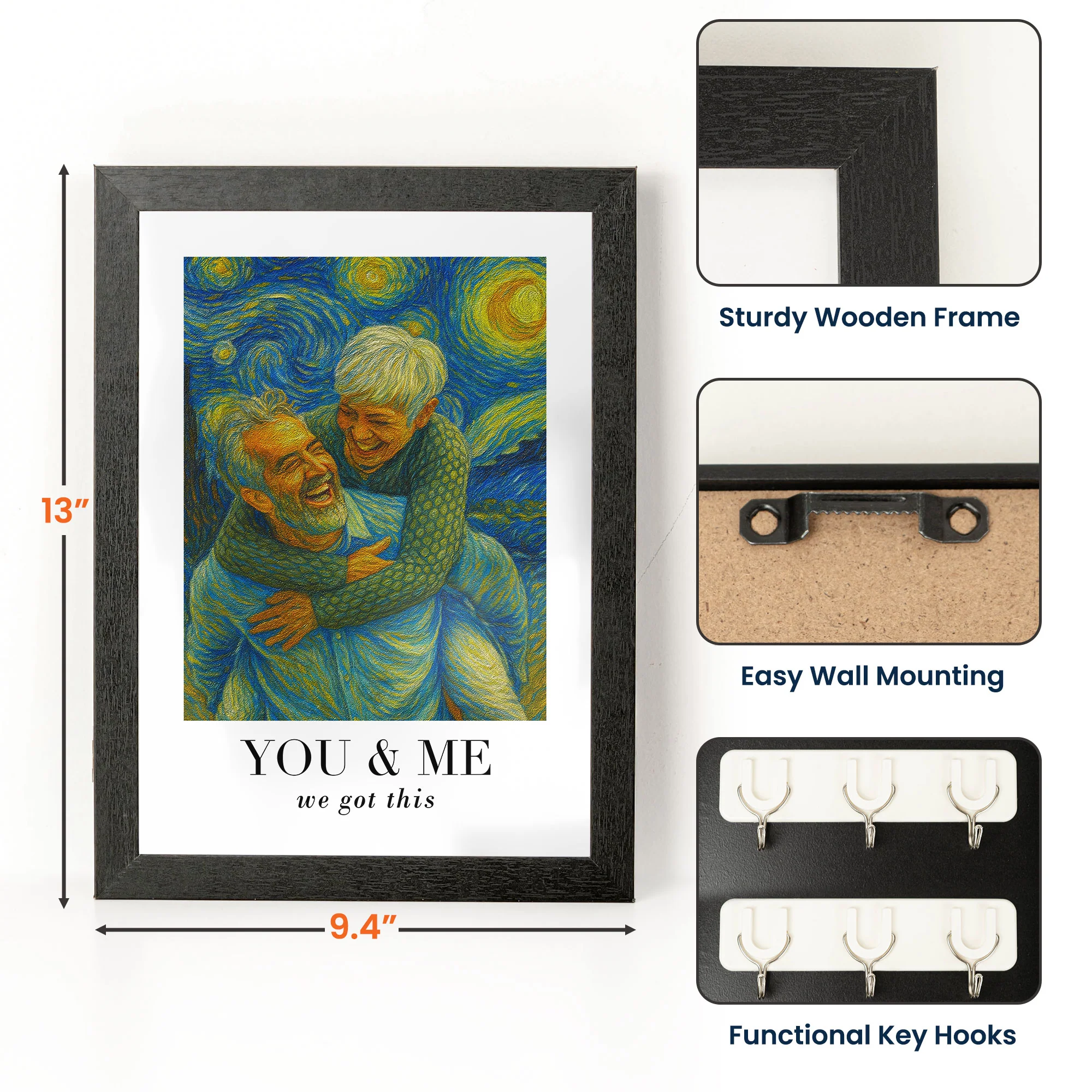 Van Gogh Wall Art You & Me We Got This - Personalized Hidden Key Holder Photo Frame - Image 7