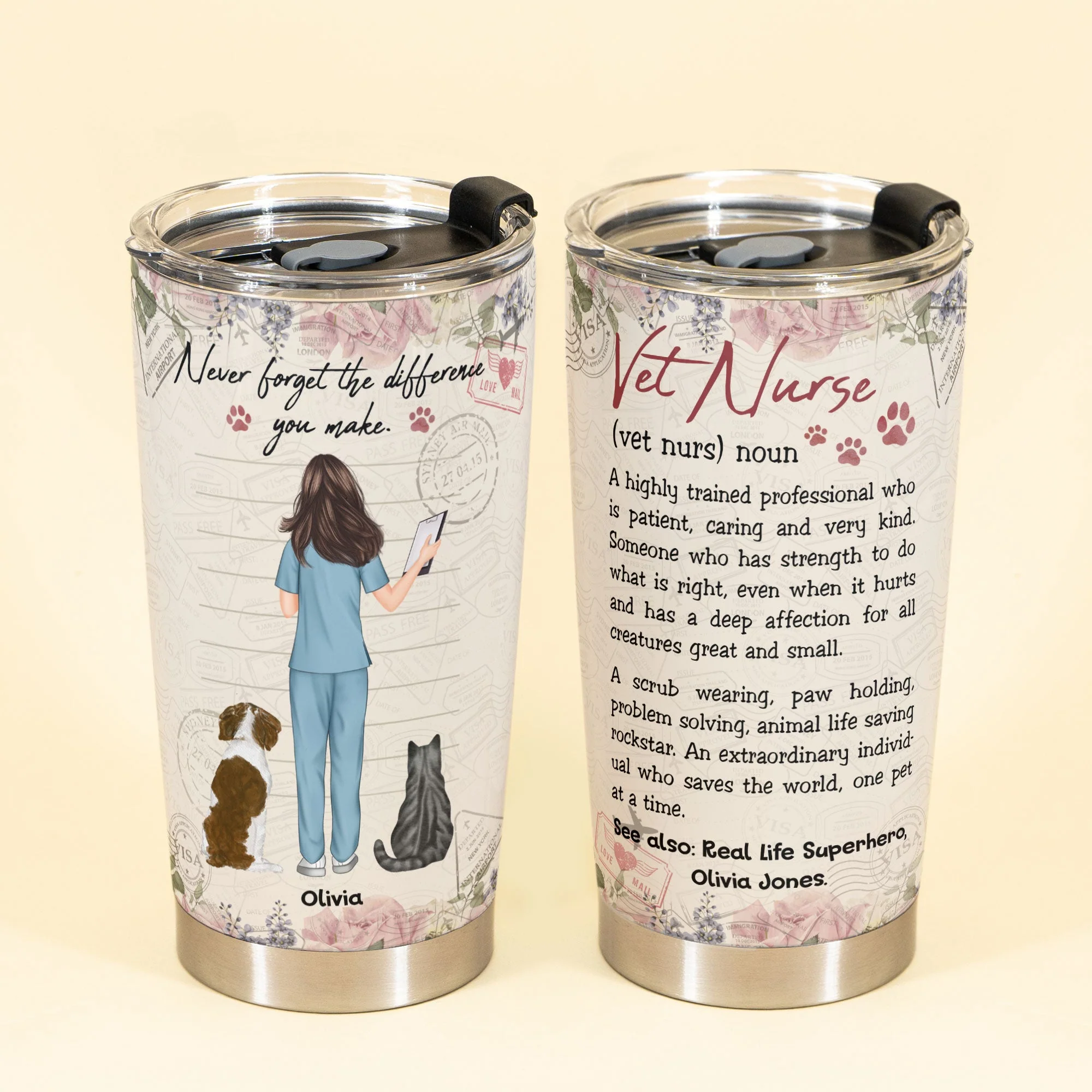 Vet Nurse Definition - Personalized Tumbler Cup - Birthday Gift For Nurse, Doctor, Colleagues, Friends, Dog Cat Lover - Image 2