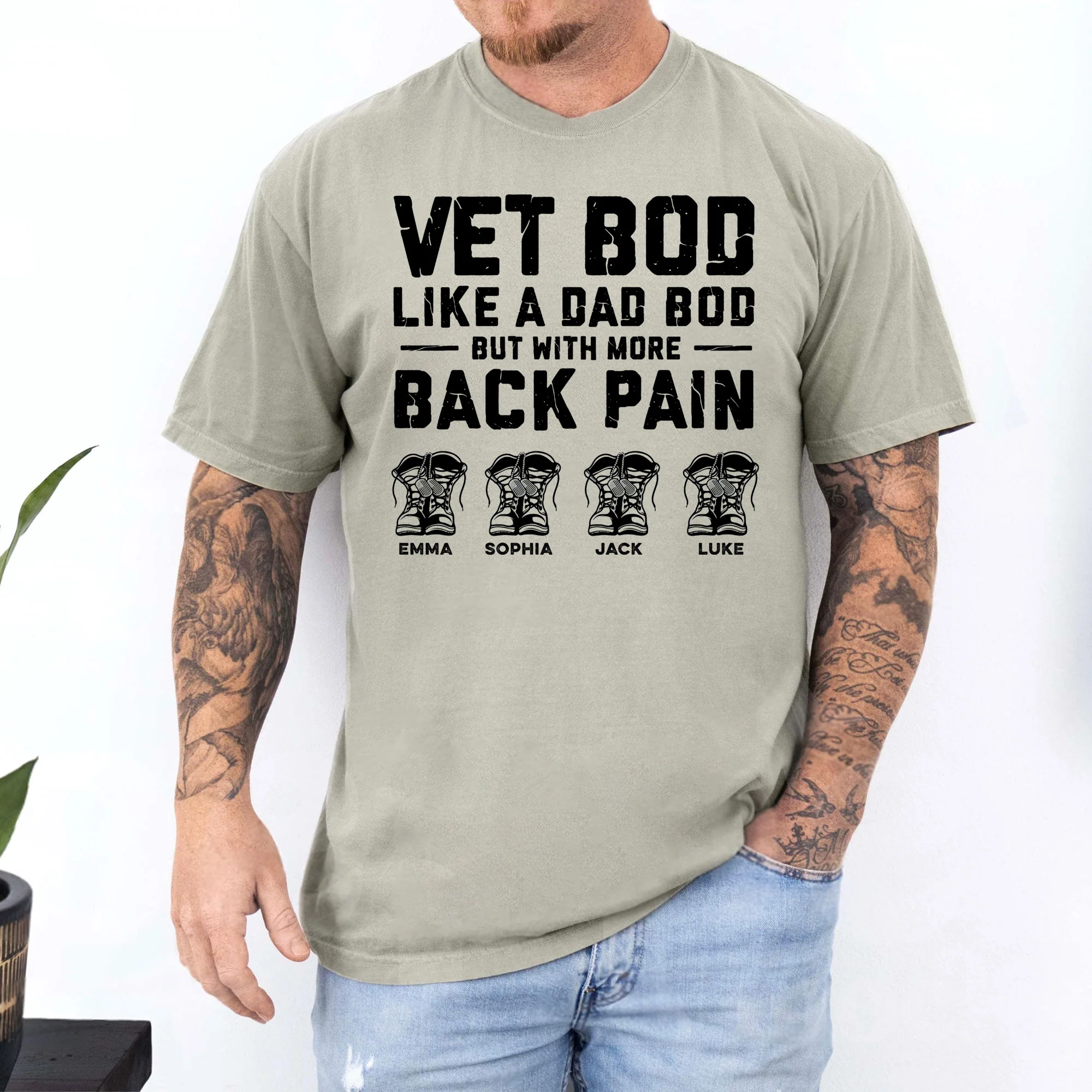 Veteran Dad Vet Bod Like A Dad Bod But With More Back Pain - Personalized Comfort Tee