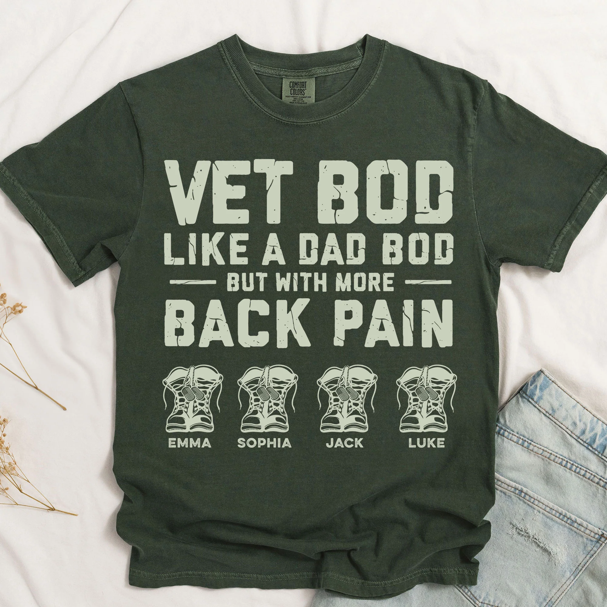 Veteran Dad Vet Bod Like A Dad Bod But With More Back Pain - Personalized Comfort Tee - Image 4