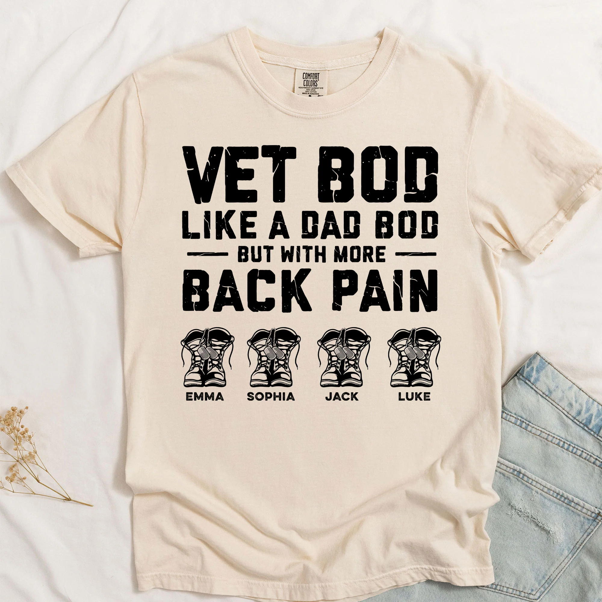 Veteran Dad Vet Bod Like A Dad Bod But With More Back Pain - Personalized Comfort Tee - Image 5