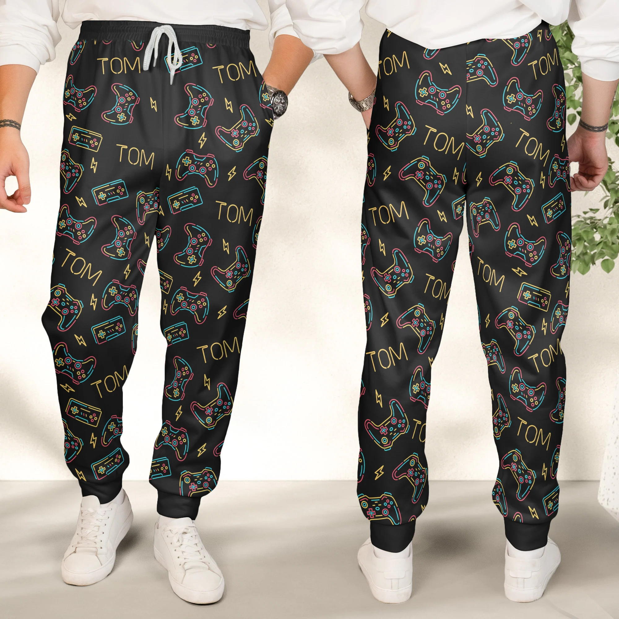 Video Game, Game Controller, Custom Name - Personalized Sweatpants, Lounge Pants With Pockets - Image 6