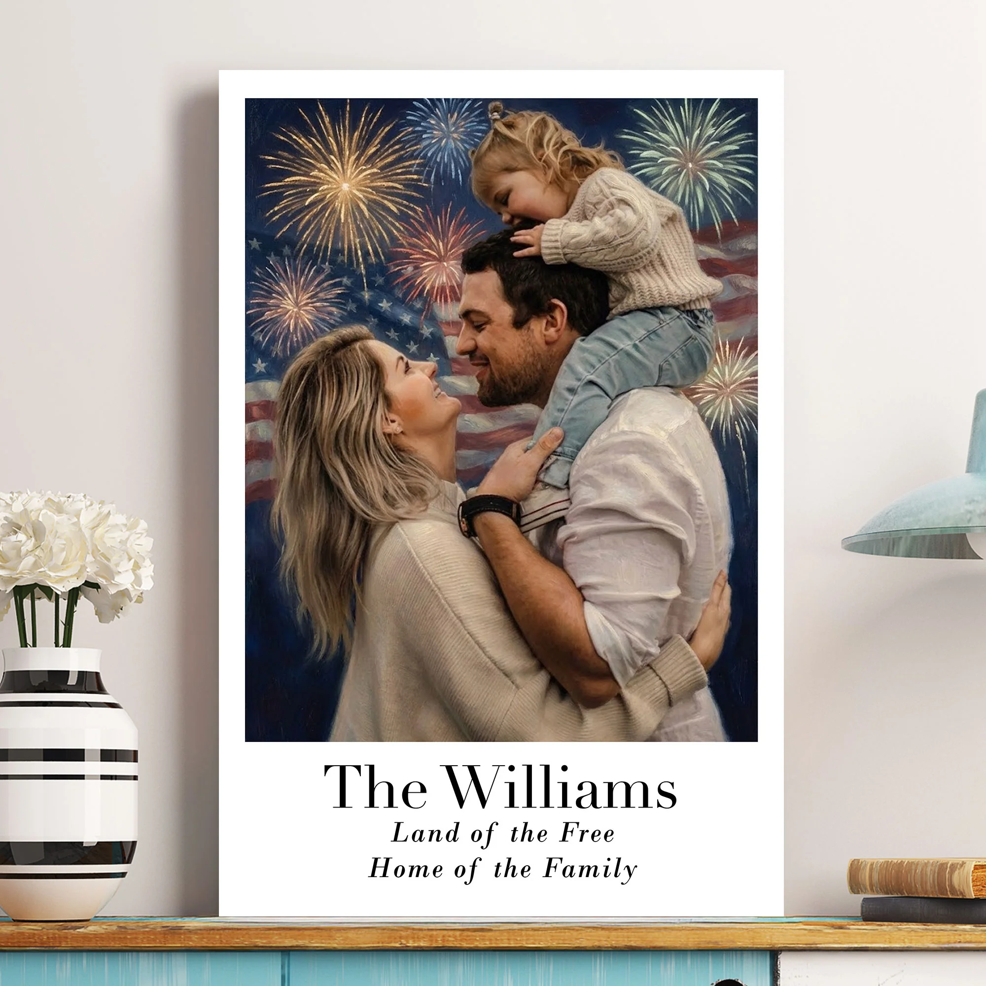 Vintage 4Th Of July Fine Art Oil Painting Style - Personalized Photo Poster - Image 2