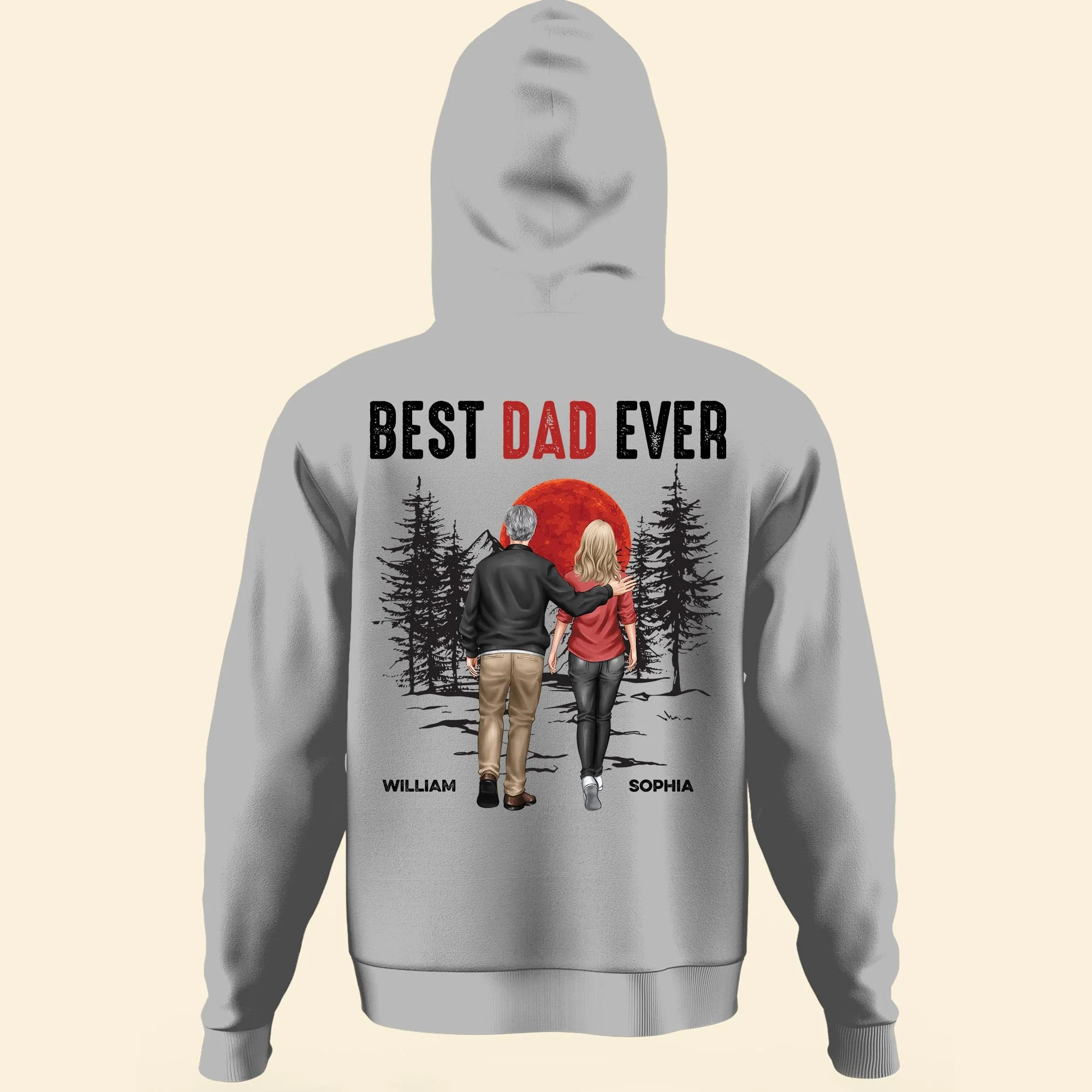 Vintage Best Dad Ever - New Version Dad & Daughter, Son Walking - Personalized Shirt - Image 4