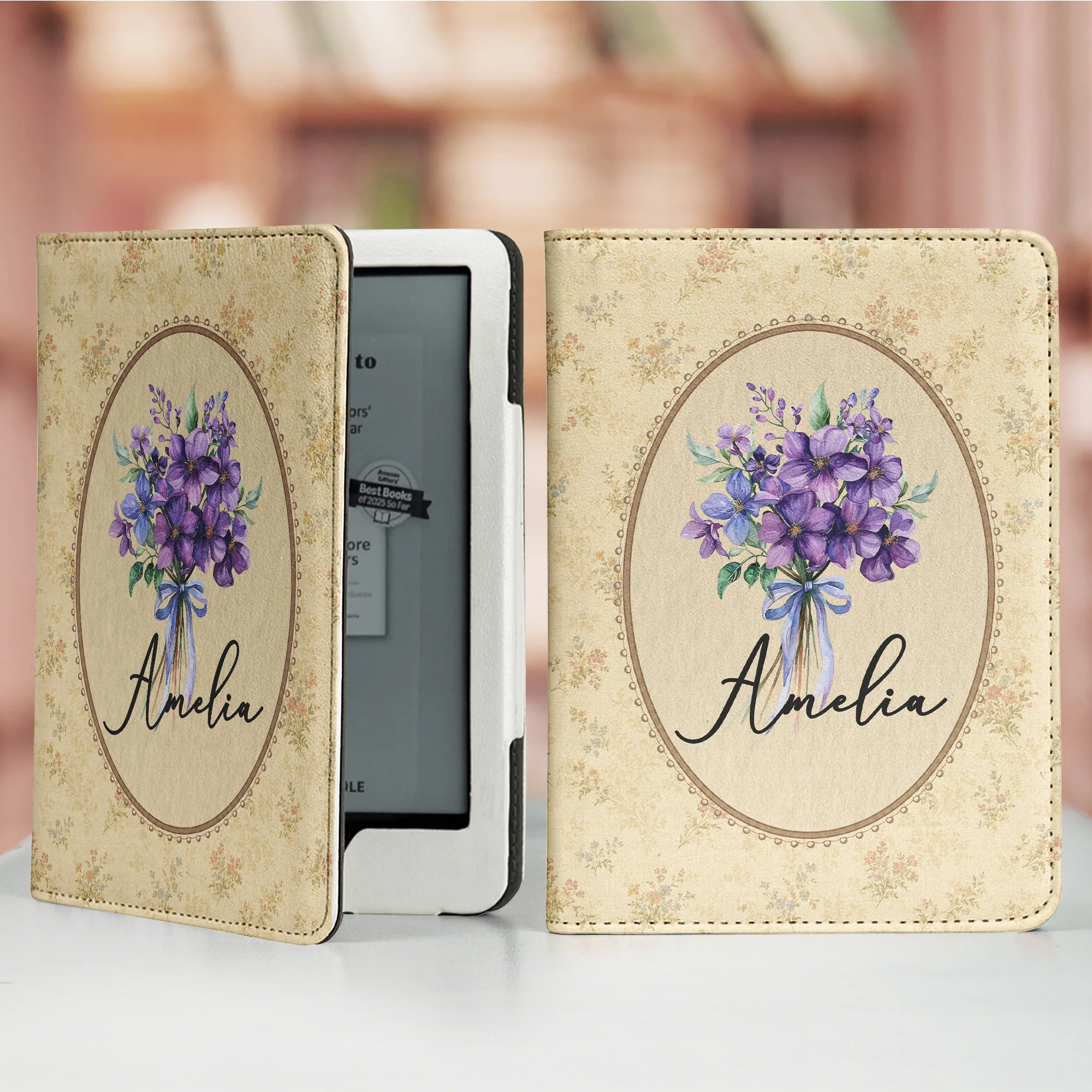 Vintage Custom Birth Flower - Personalized Kindle Case