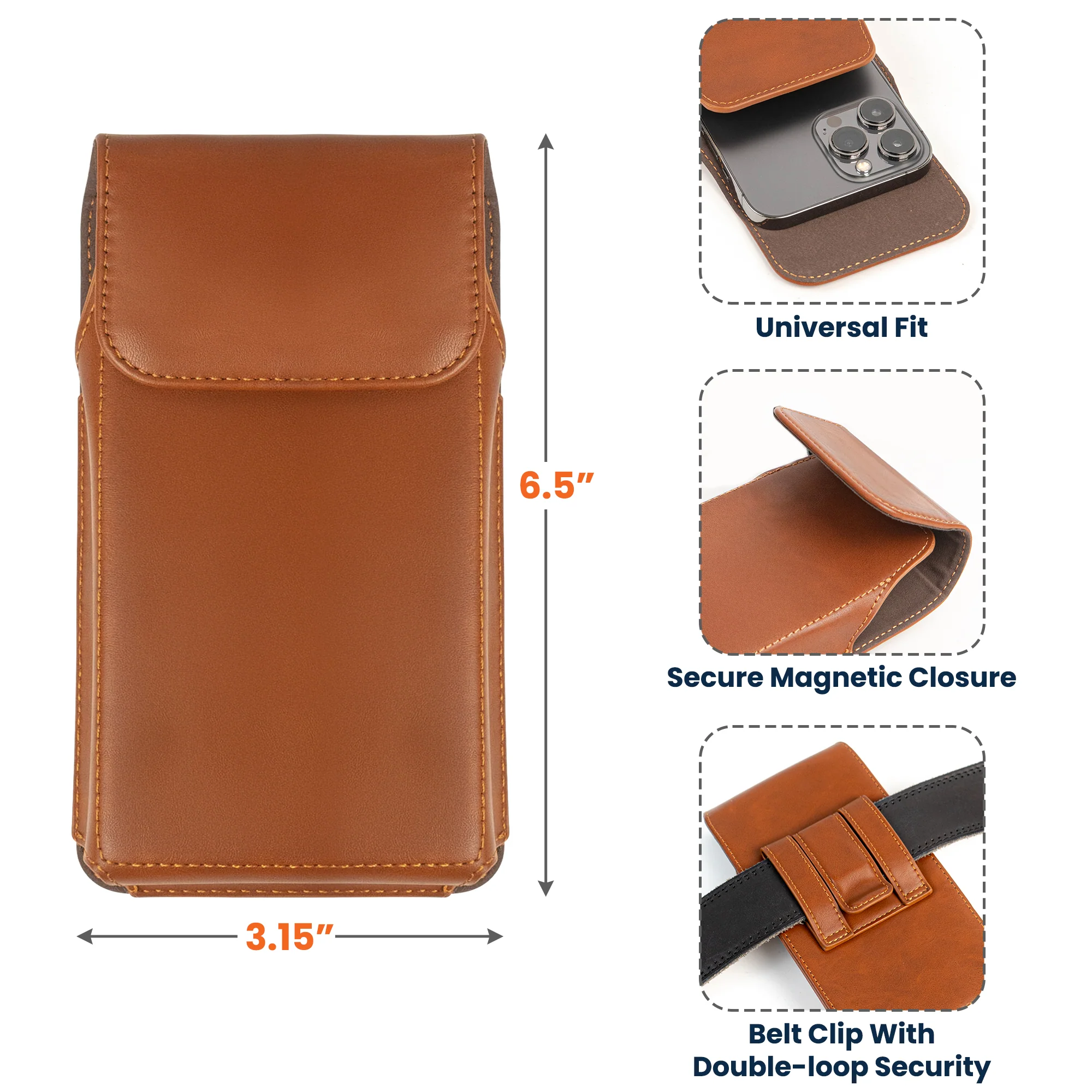 Vintage Custom Name & Symbols For Men, Husband, Dad - Personalized Leather Phone Holster - Image 6