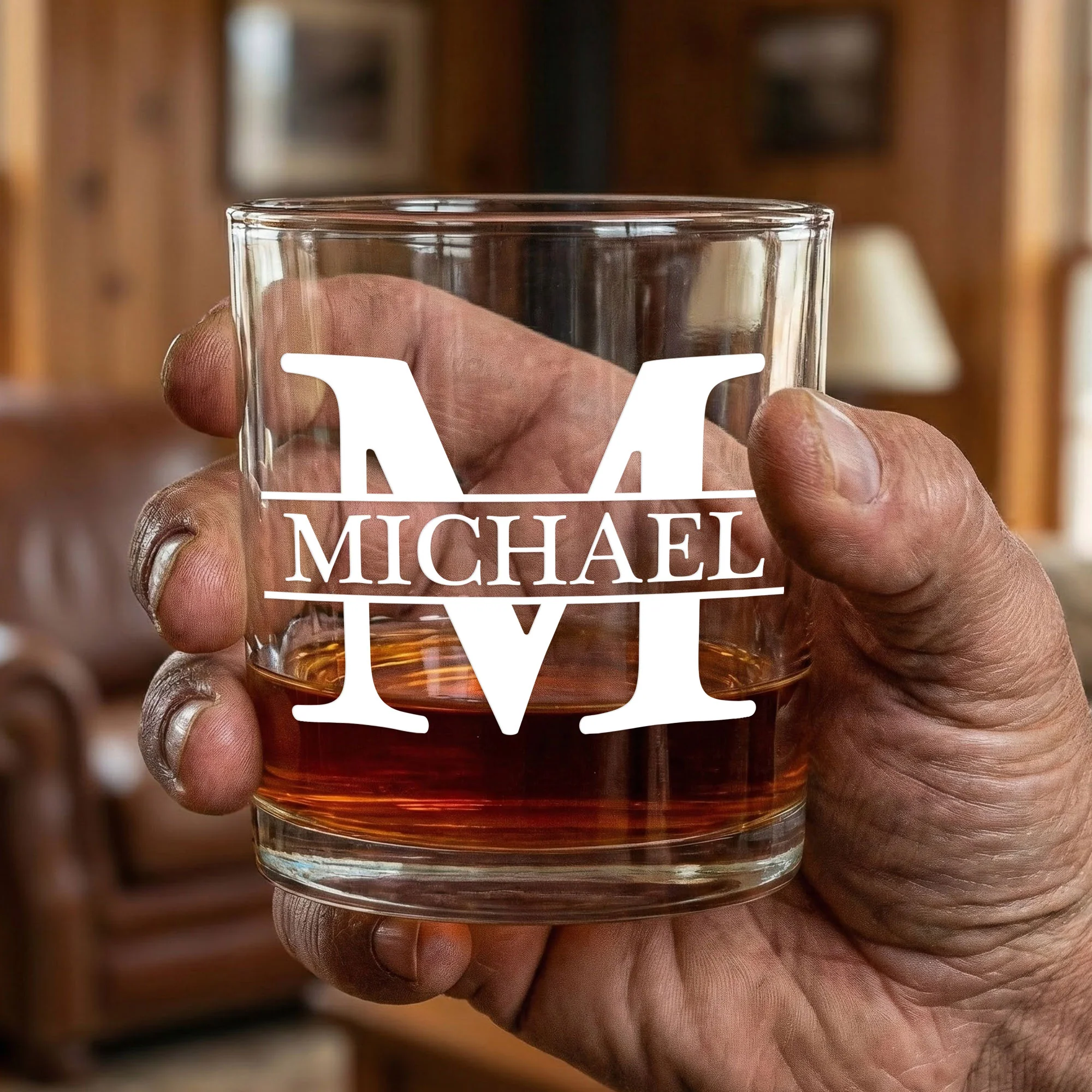 Vintage Monogram - Personalized Whiskey Glass - Image 2