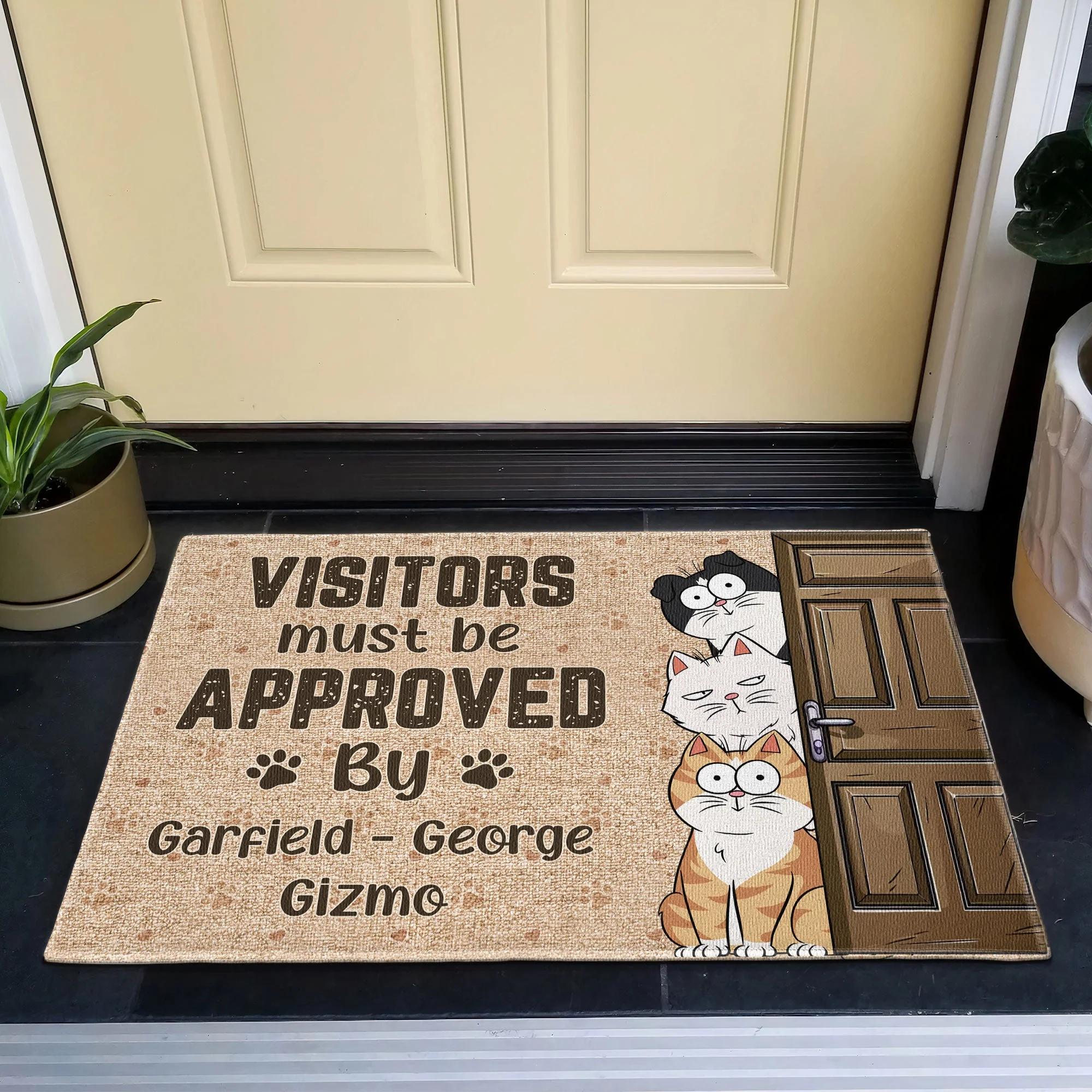 Visitors Must Be Approved By Pet - Personalized Doormat - Image 3