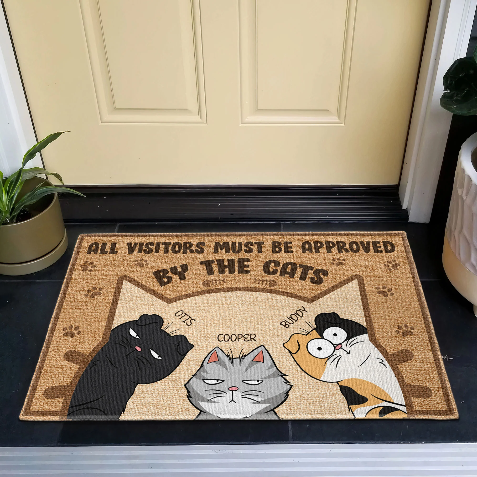 Visitors Must Be Approved By The Cats - Personalized Doormat - Image 3
