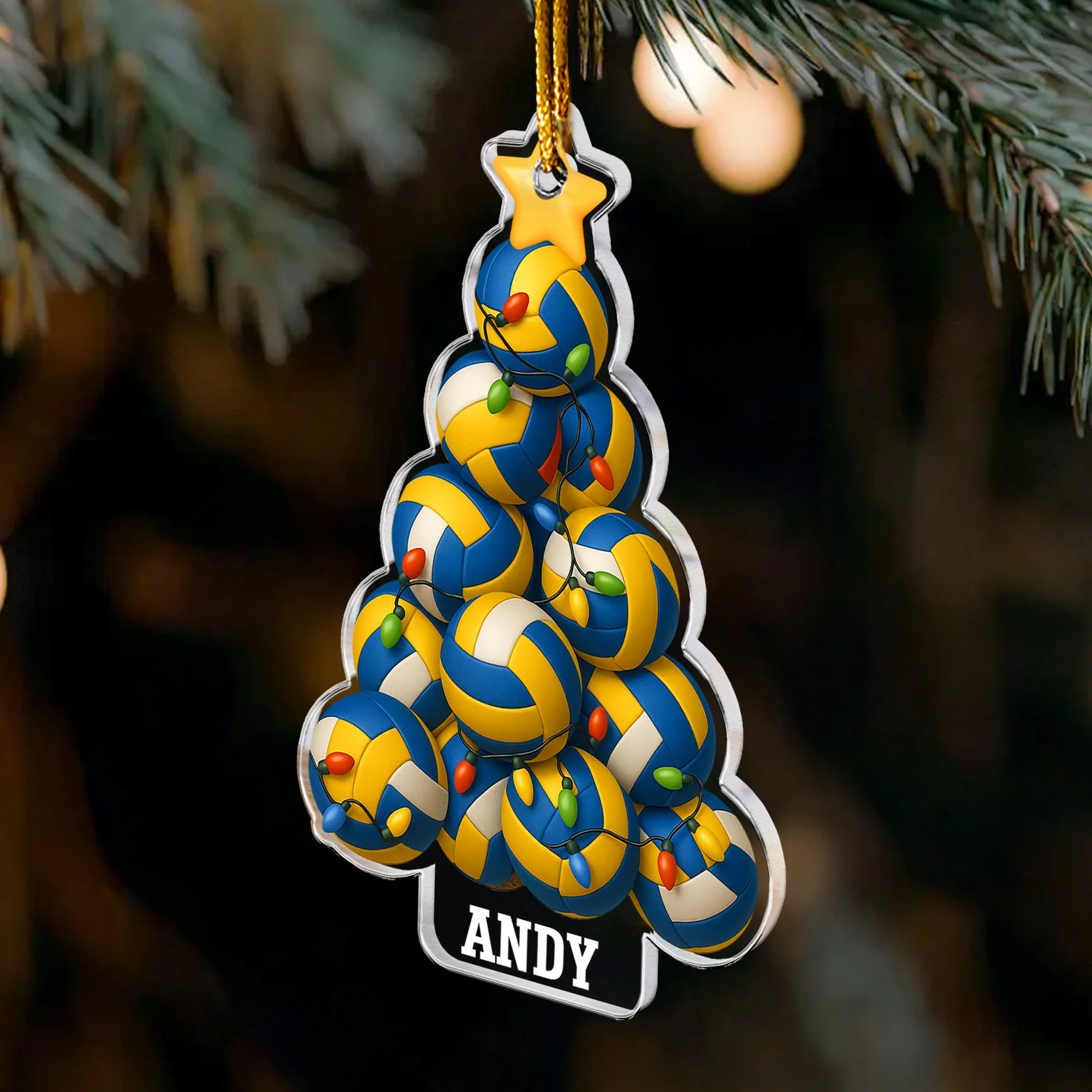 Volleyball Christmas Tree - Personalized Acrylic Ornament - Image 3
