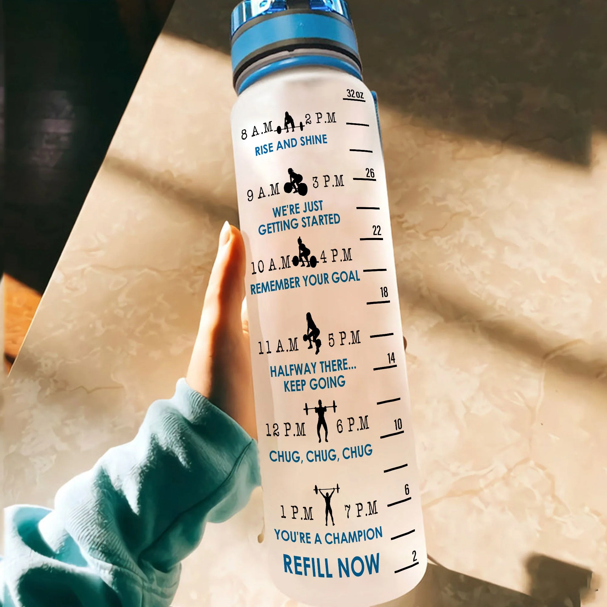 Wake Up Beauty It'S Time To Beast  - Personalized Water Tracker Bottle - Birthday, Motivation Gift For Fitness Lovers, Gymers - Image 4
