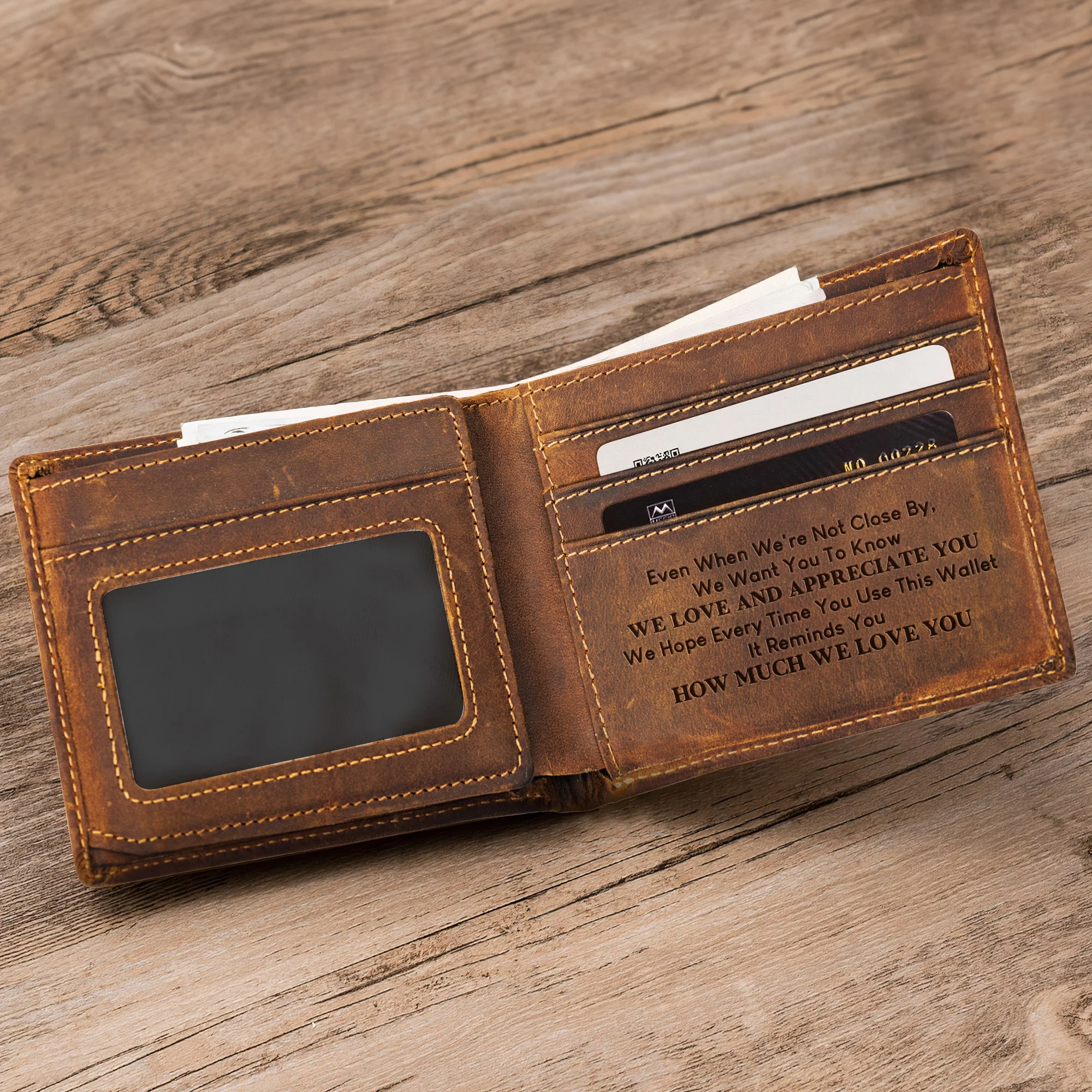 Wallet Reminder For Dad, Grandpa, Papa - Personalized Leather Wallet - Image 2