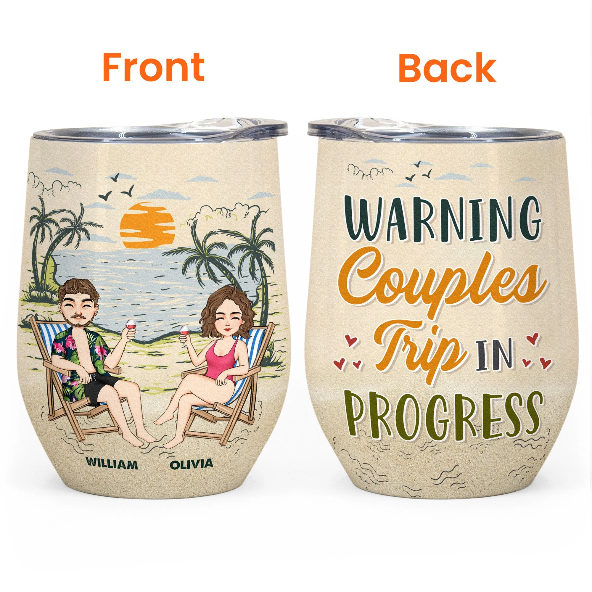 Warning Couples Trip In Progress - Personalized Wine Tumbler - Image 3