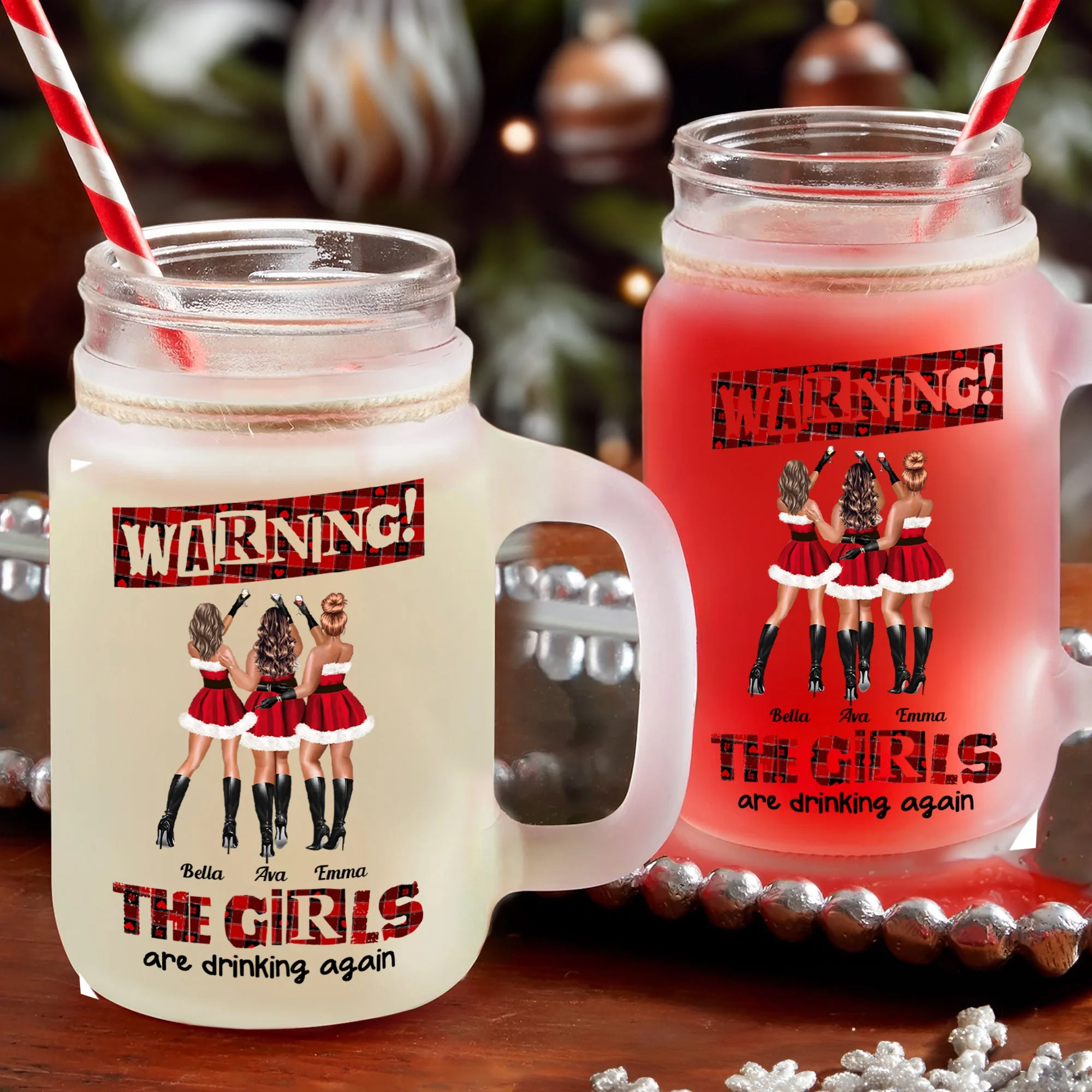 Warning The Girls Are Drinking Again - Personalized Mason Jar Cup With Straw - Image 3