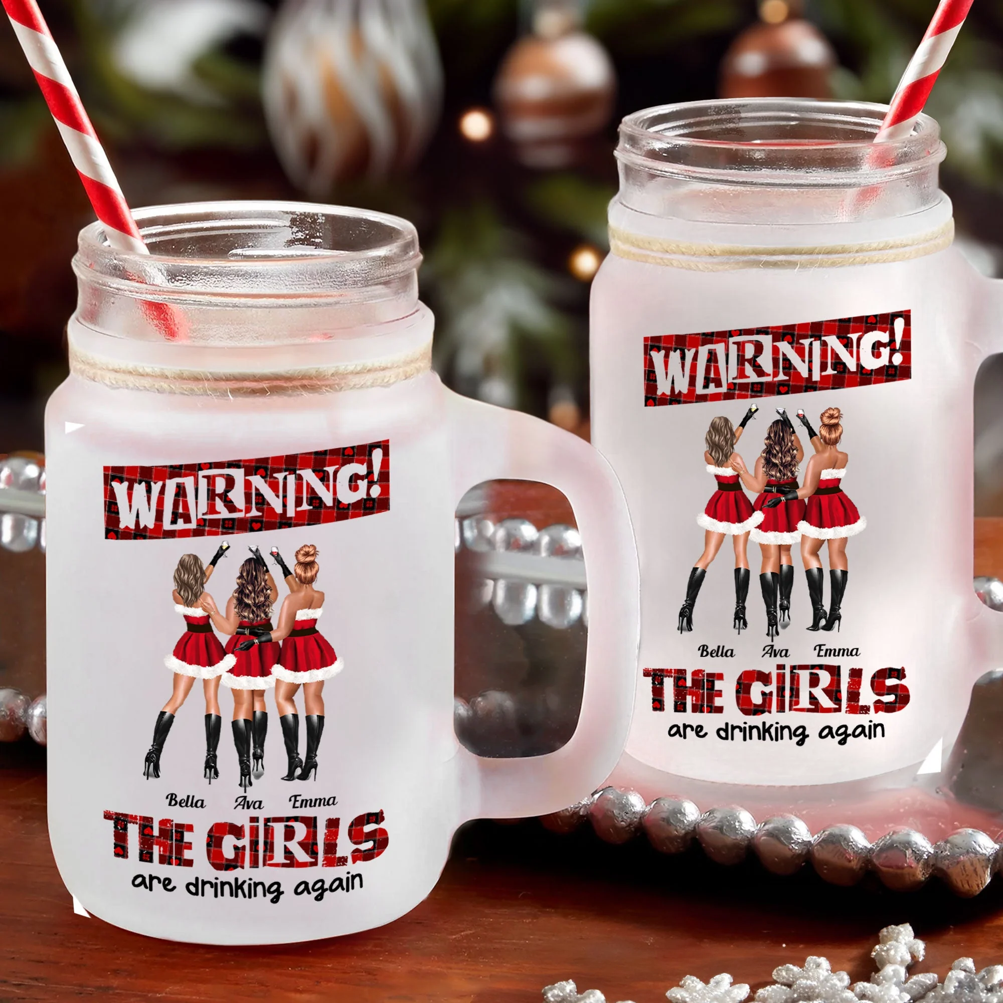 Warning The Girls Are Drinking Again - Personalized Mason Jar Cup With Straw - Image 4