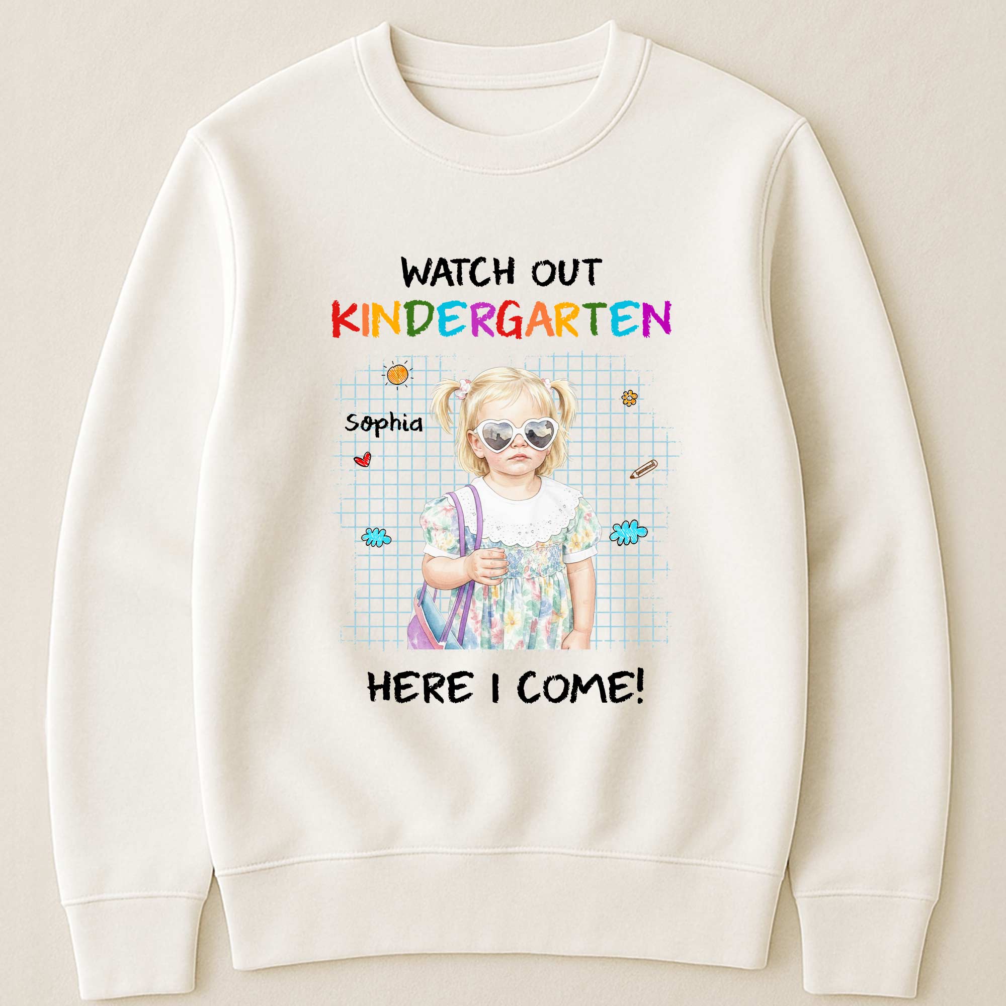 Watch Out School Here I Come Watercolor Style - Personalized Shirt - Image 5