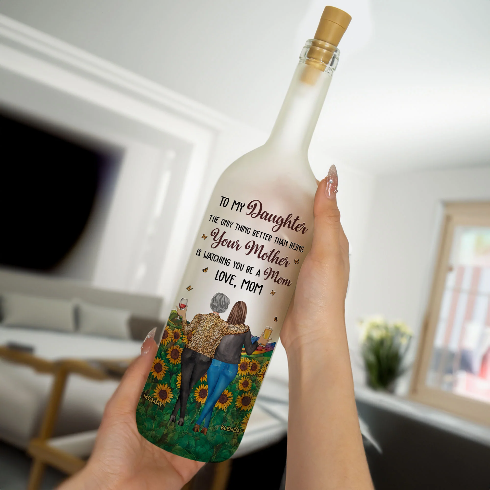 Watching You Be A Mom - Personalized Bottle Lamp - Image 3