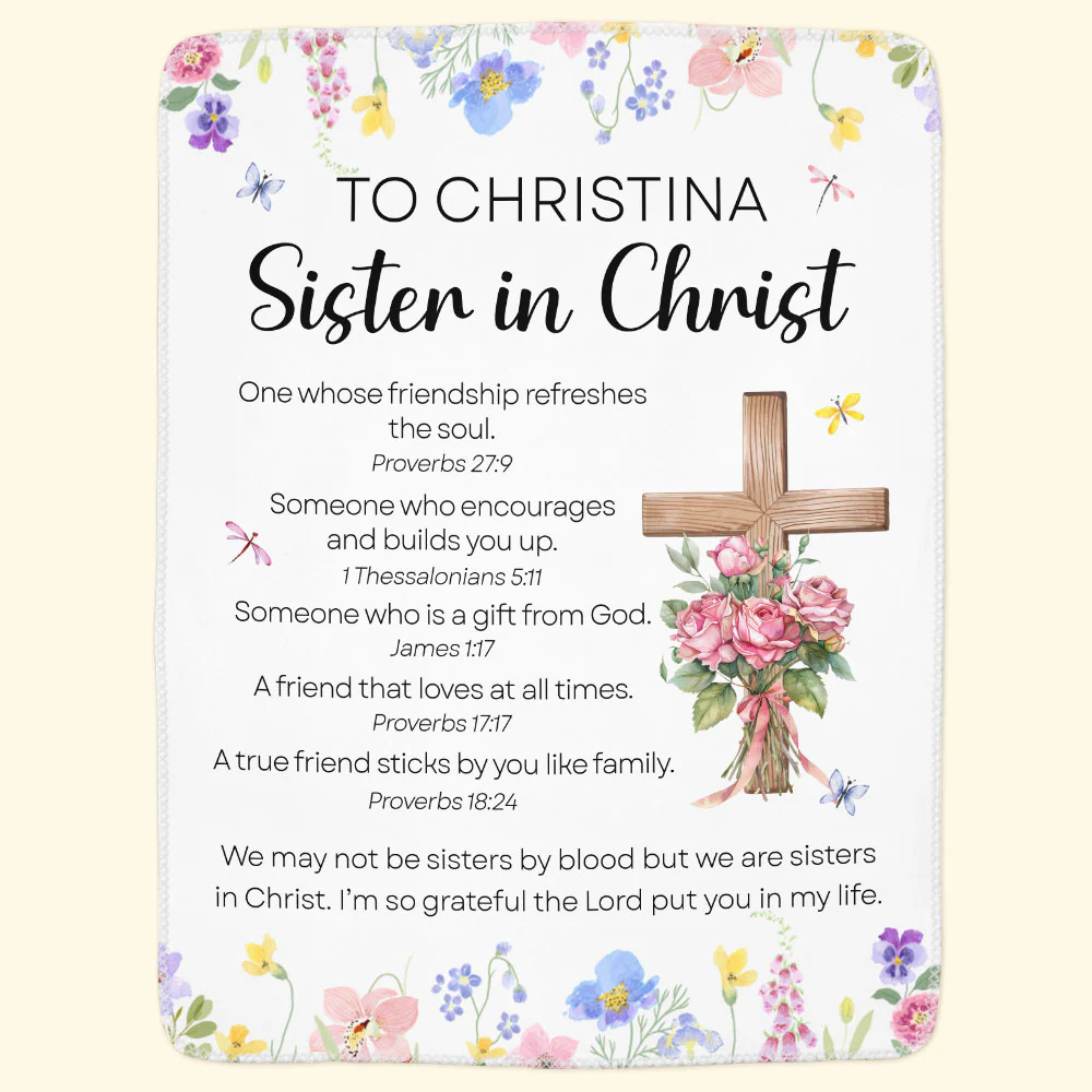 We Are Sisters In Christ With Bible Verse - Personalized Blanket - Image 2