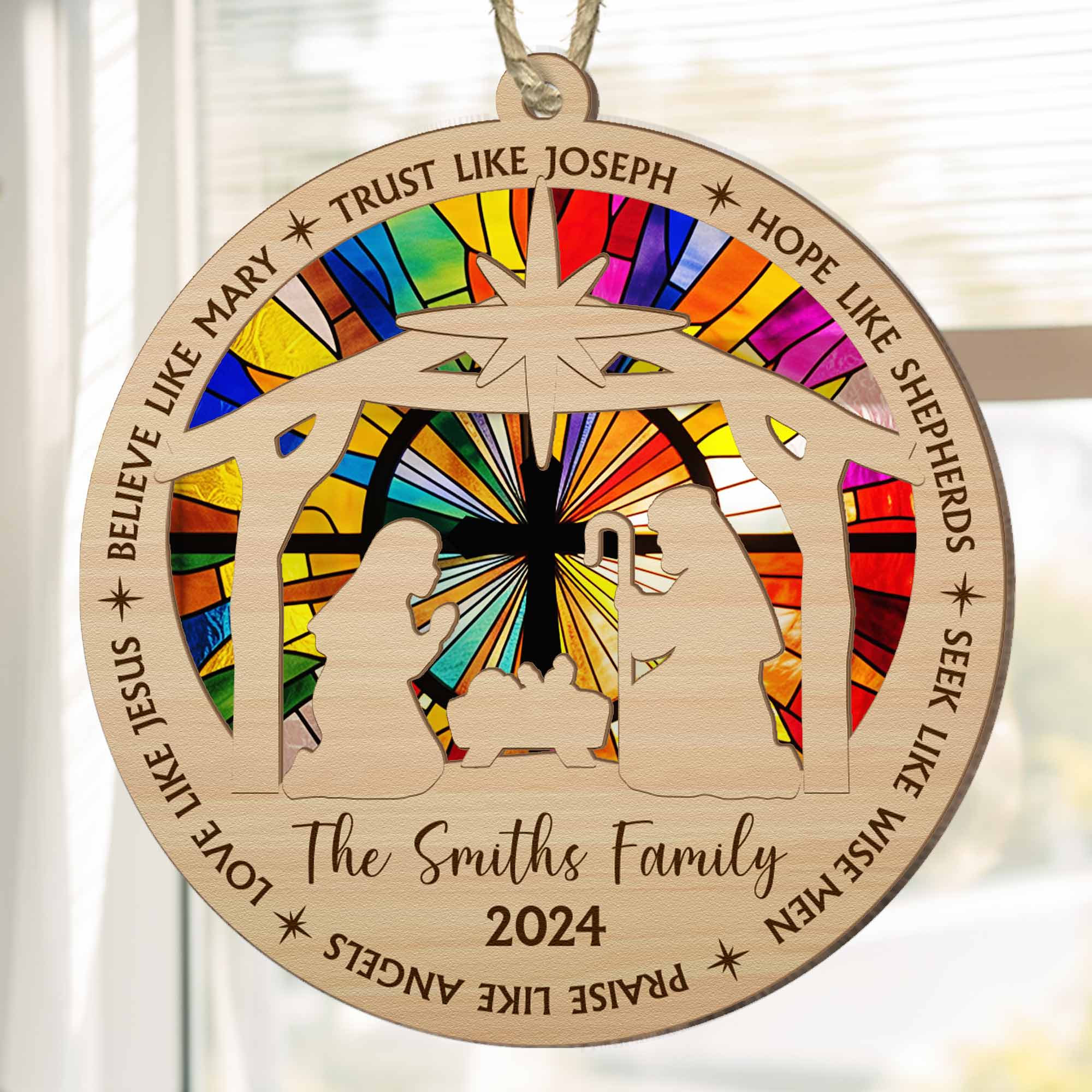 We Believe Nativity - Personalized Suncatcher Ornament - Image 2