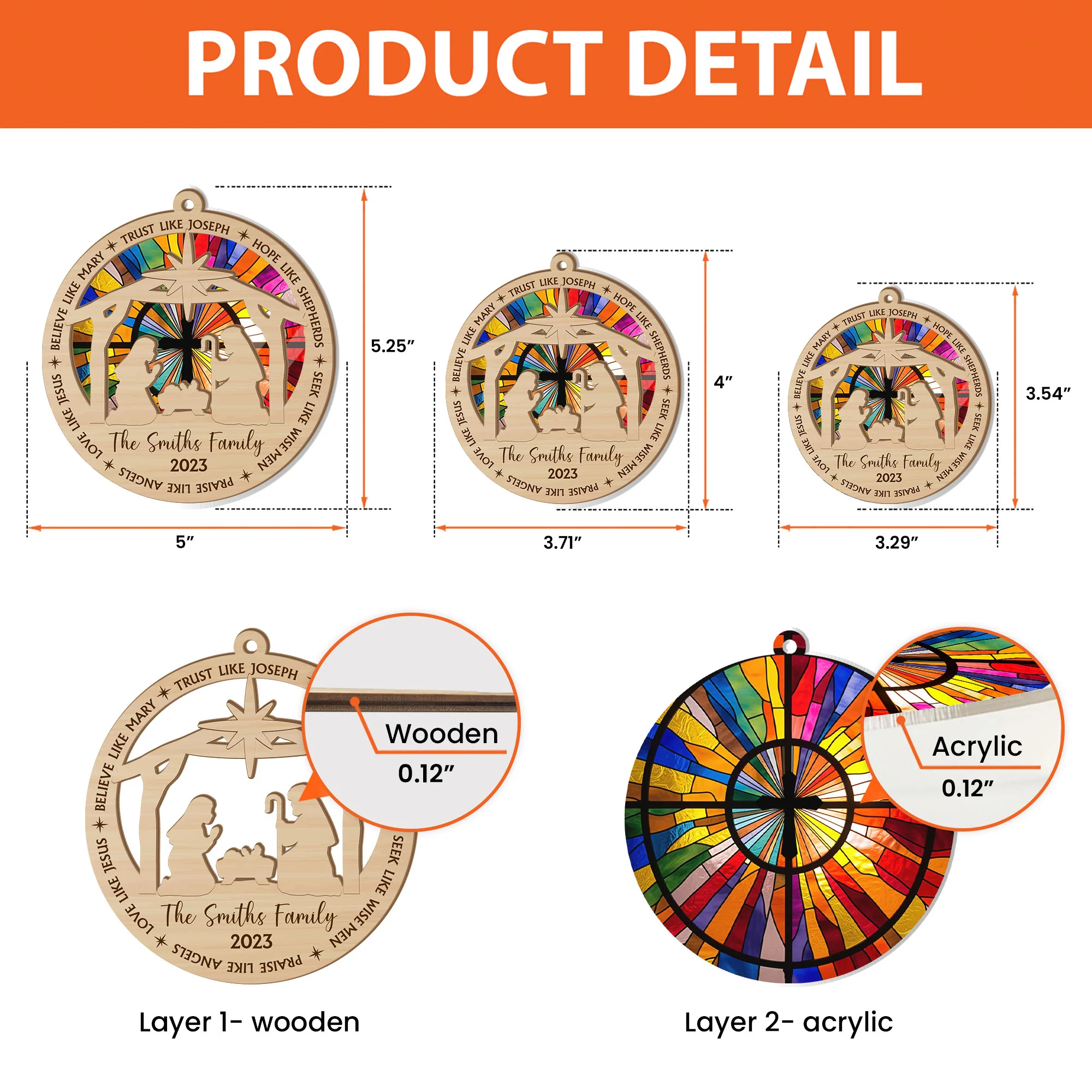 We Believe Nativity - Personalized Suncatcher Ornament - Image 5