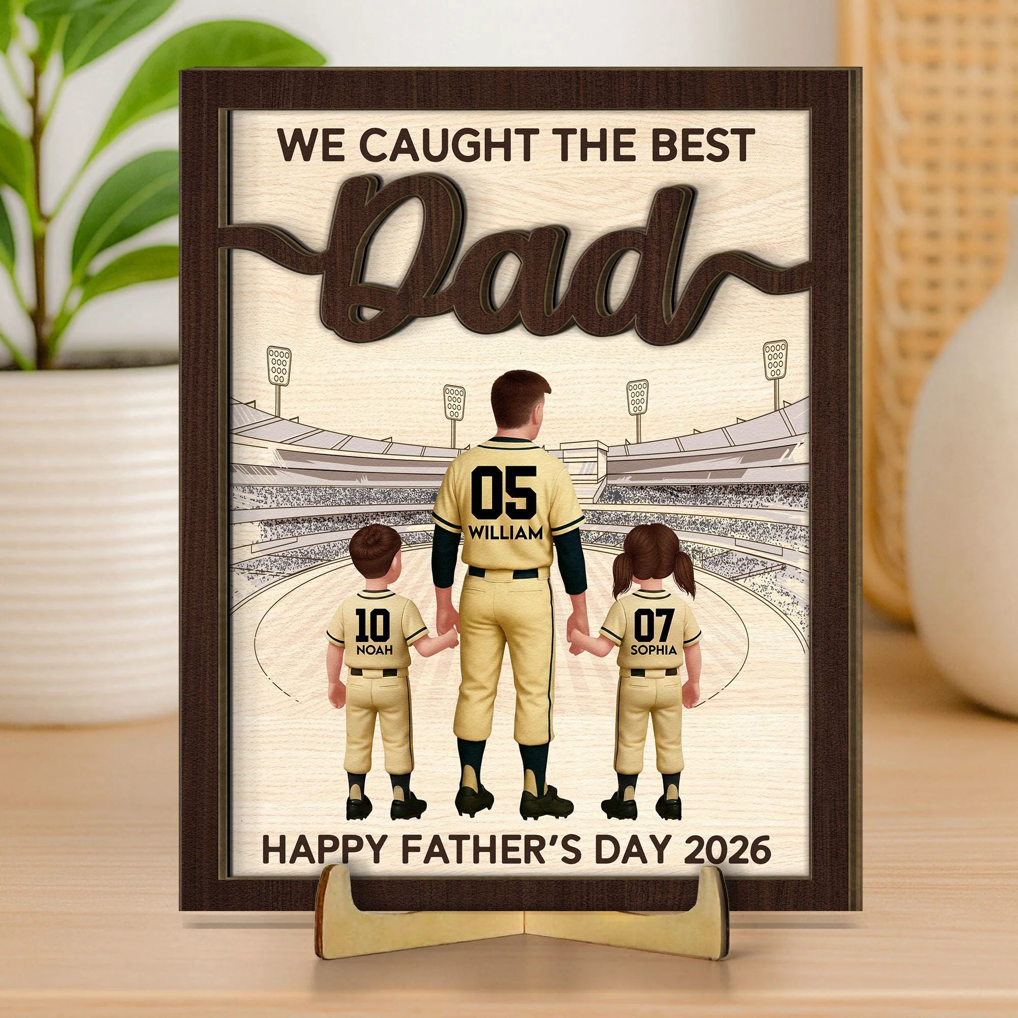 We Caught The Best Dad, Mom - Personalized Wooden Plaque
