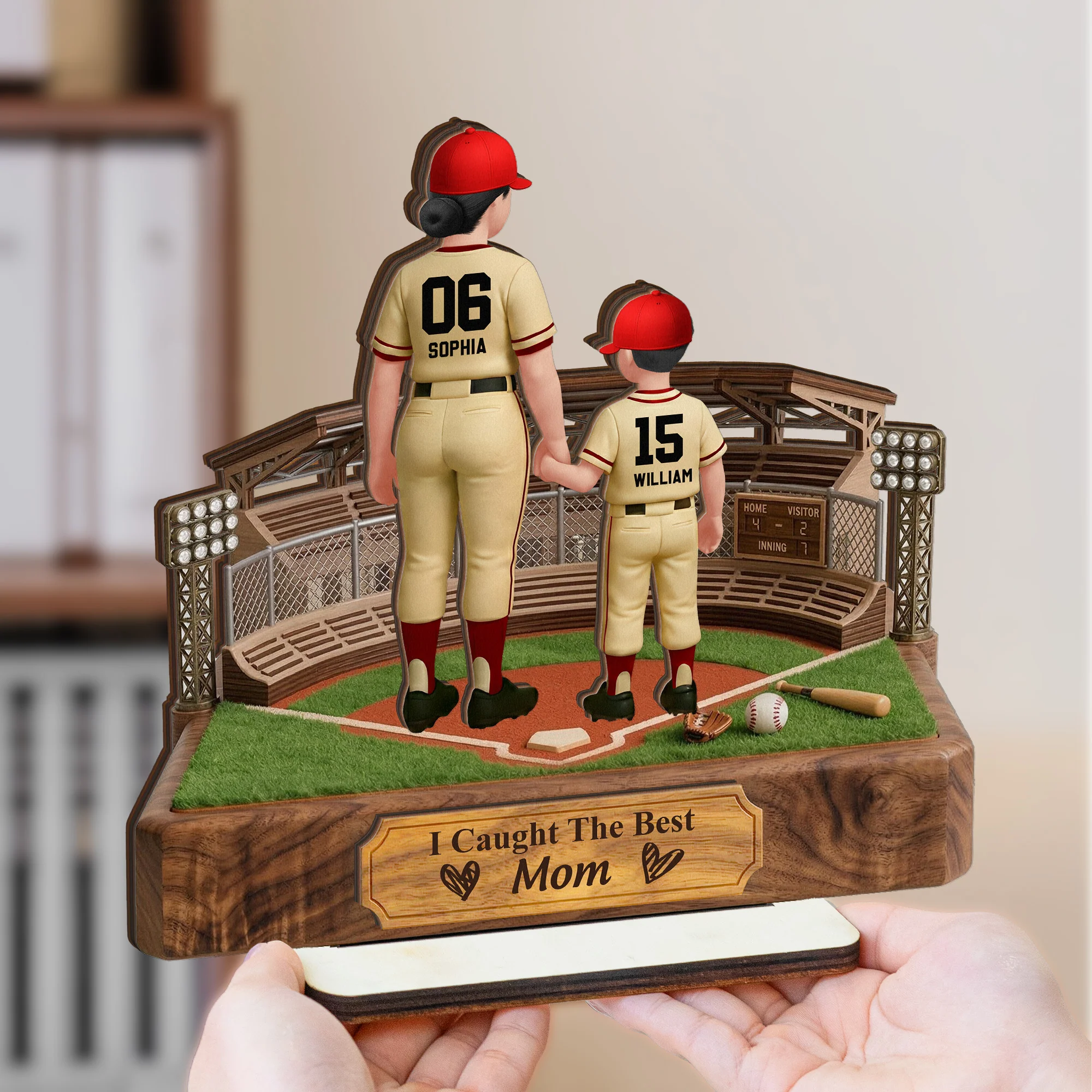 We Caught The Best Mom, Dad - Personalized Wooden Plaque - Image 3