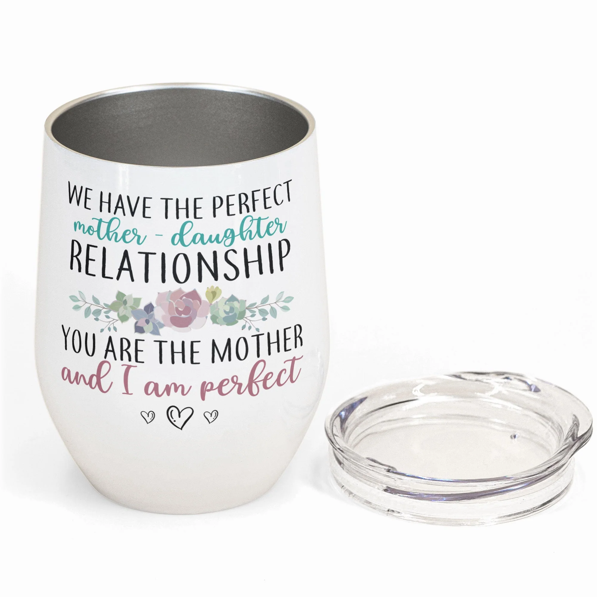 We Have The Perfect Mother - Daughter Relationship - Personalized Wine Tumbler - Birthday, Mother's Day Gift For Mother, Mom - From Daughter - Image 3