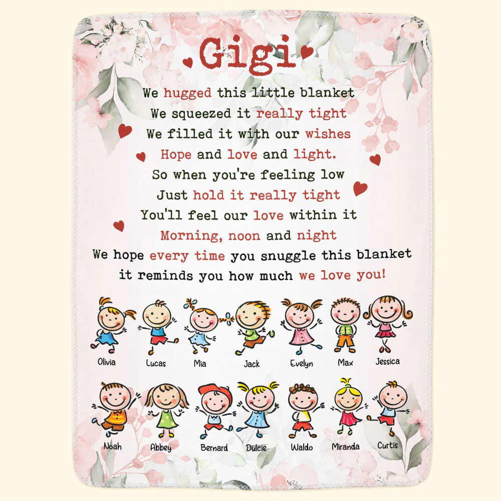 We Hugged This Little Blanket - From 15 Up To 21 Kids - Personalized Blanket - Birthday Mother's Day Gift For Grandma, Nana, Mom - Gift From Grandkids - Image 3