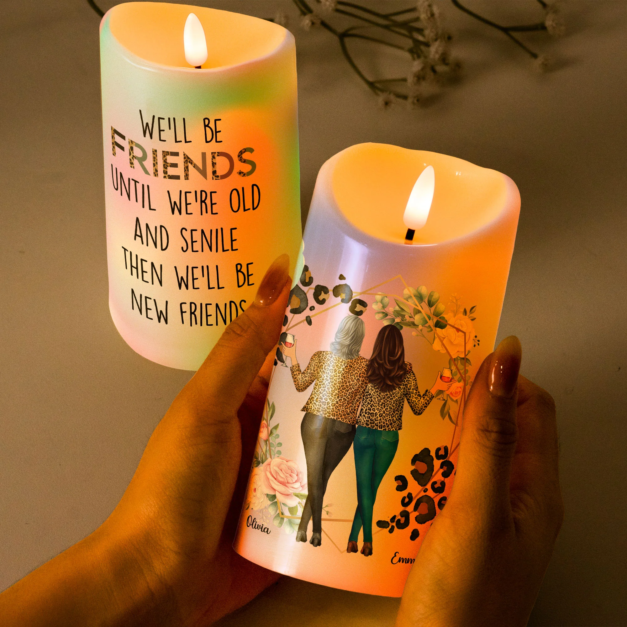 We’ll Be Friends Until We’re Old - Personalized LED Candle - Image 3