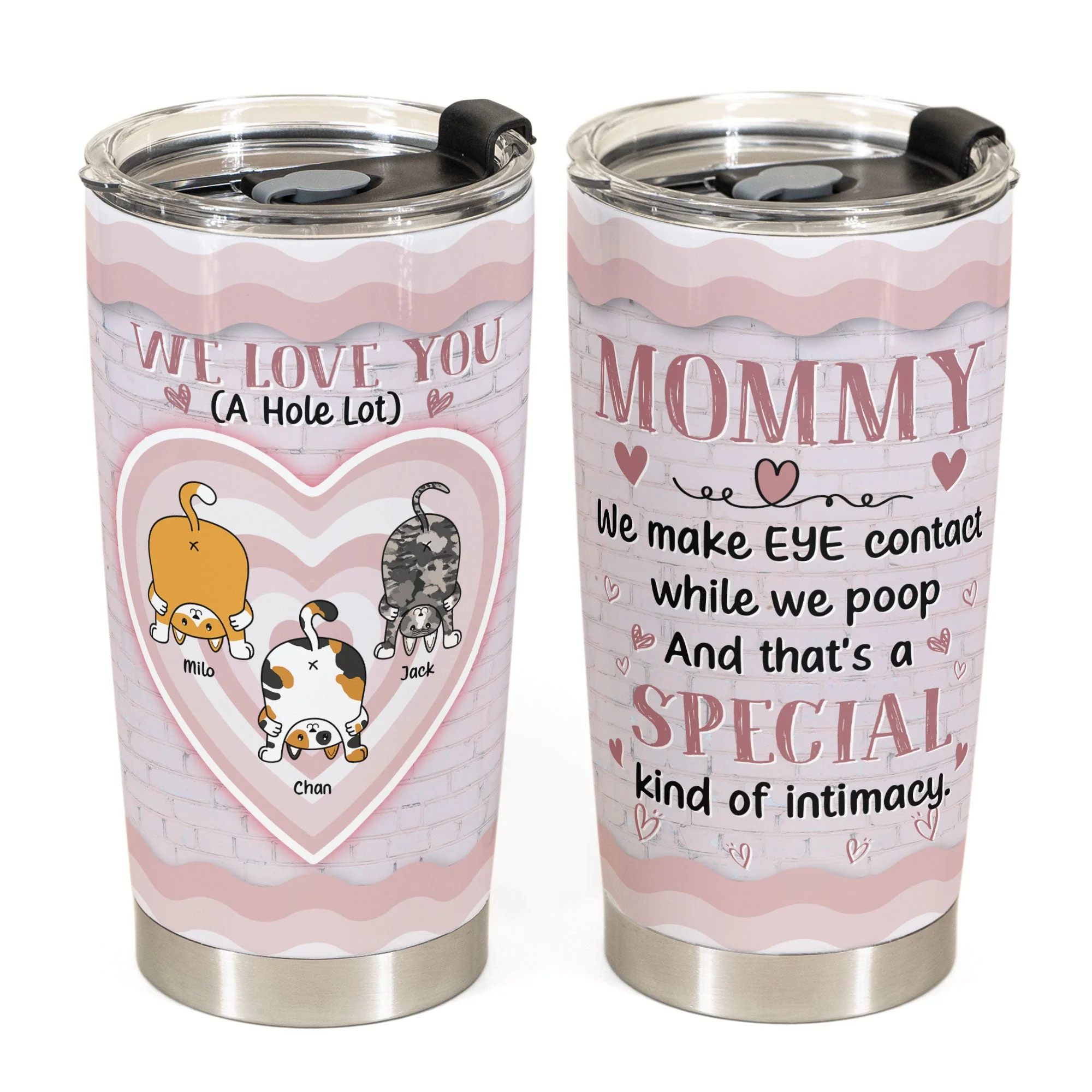 We Love You A Hole Lot - Personalized Tumbler Cup - Birthday, Funny Gift For Cat Mom, Cat Lovers - Image 3