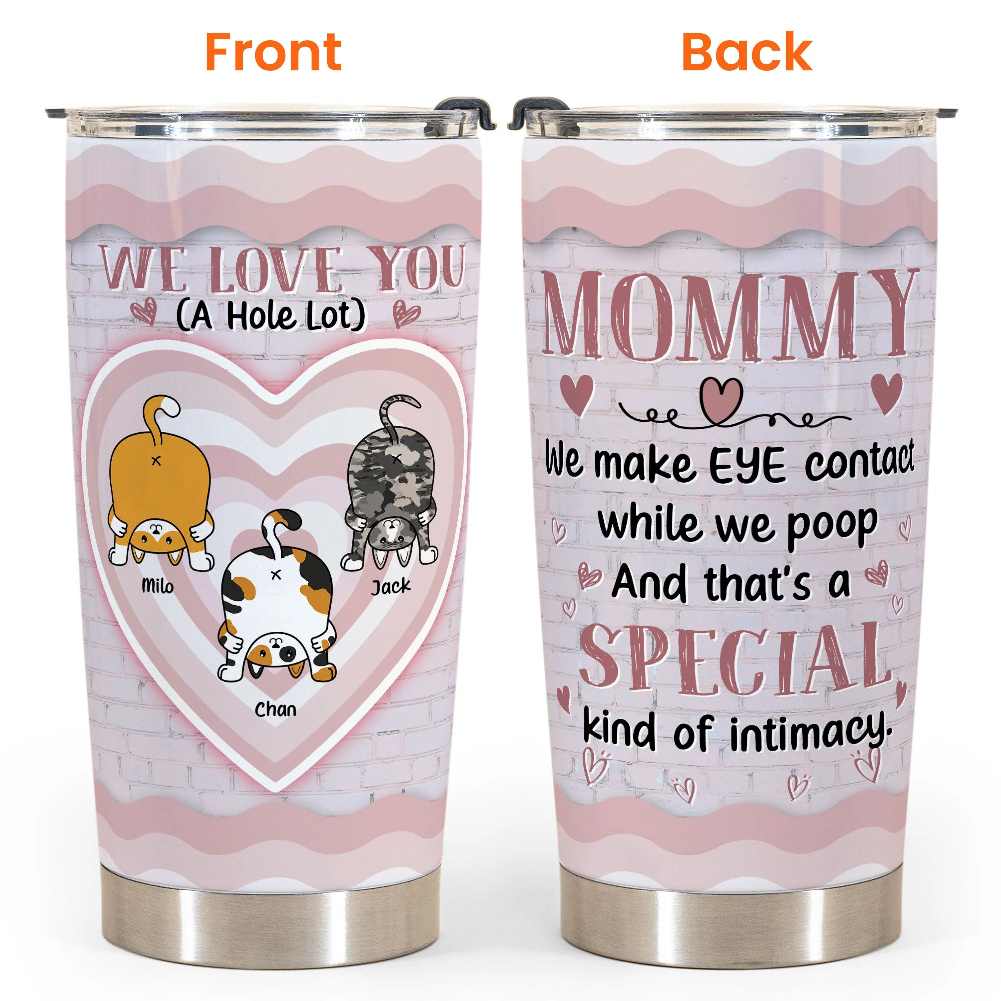 We Love You A Hole Lot - Personalized Tumbler Cup - Birthday, Funny Gift For Cat Mom, Cat Lovers - Image 4