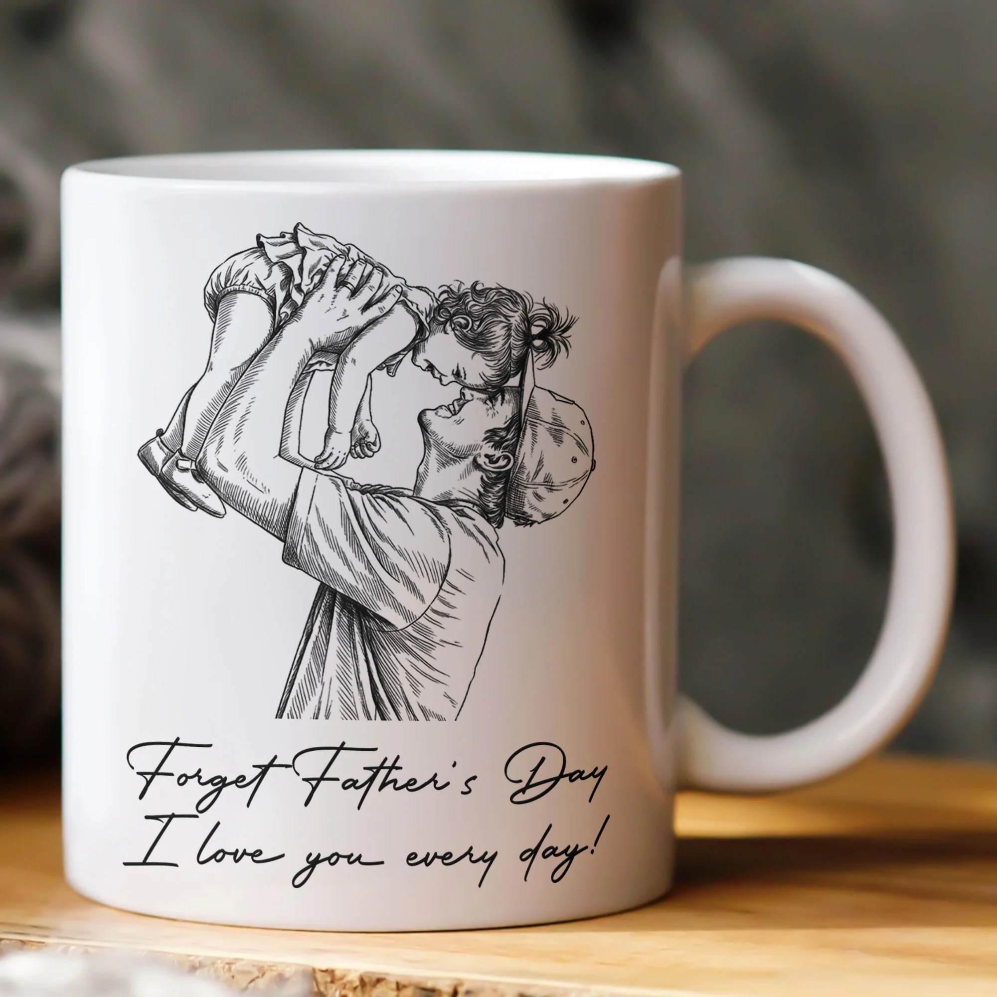 We Love You Father's Day Gift For Him Photo Sketch Line Art - Personalized Mug - Image 4