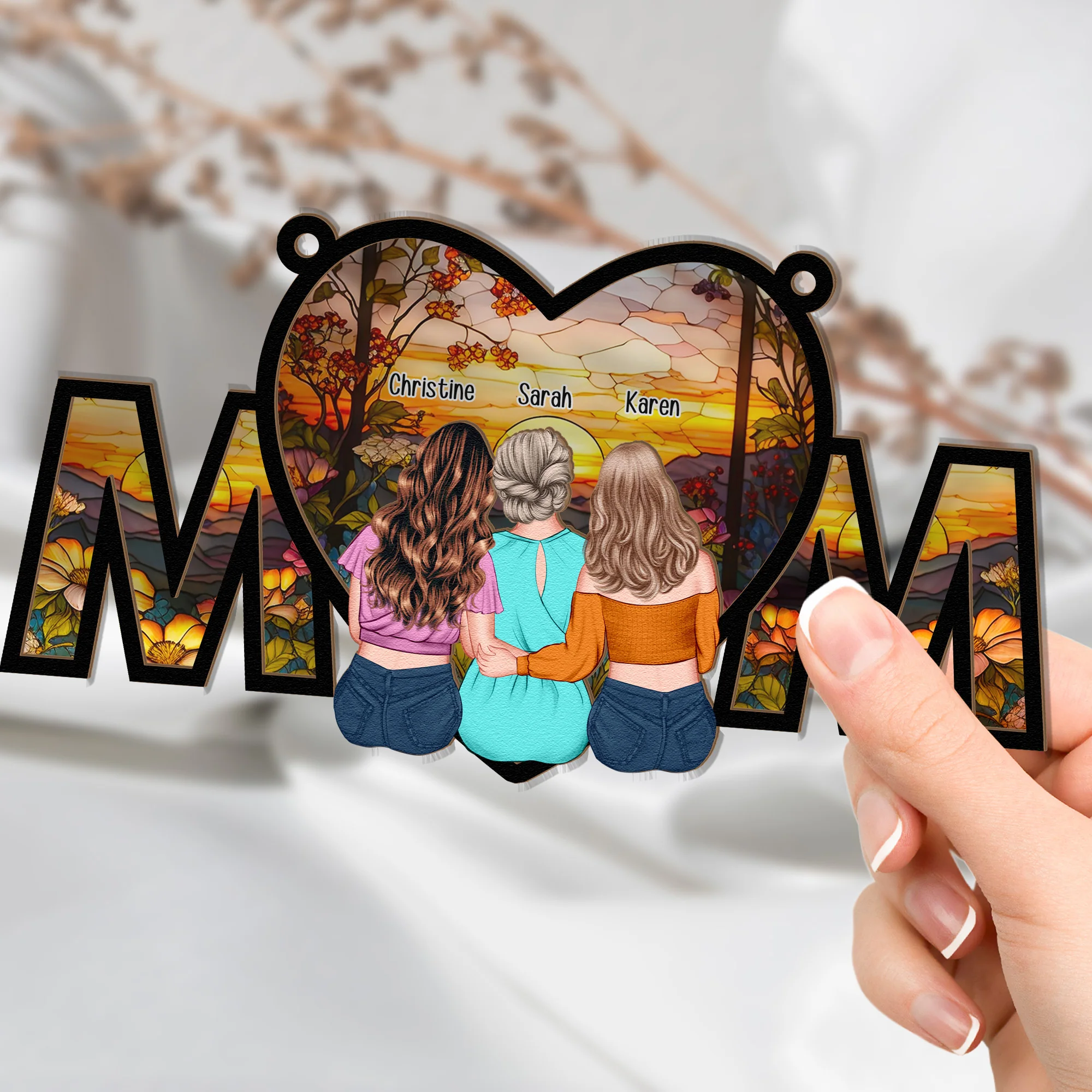 We Love You Mom Gift - Personalized Window Hanging Suncatcher Ornament - Image 4