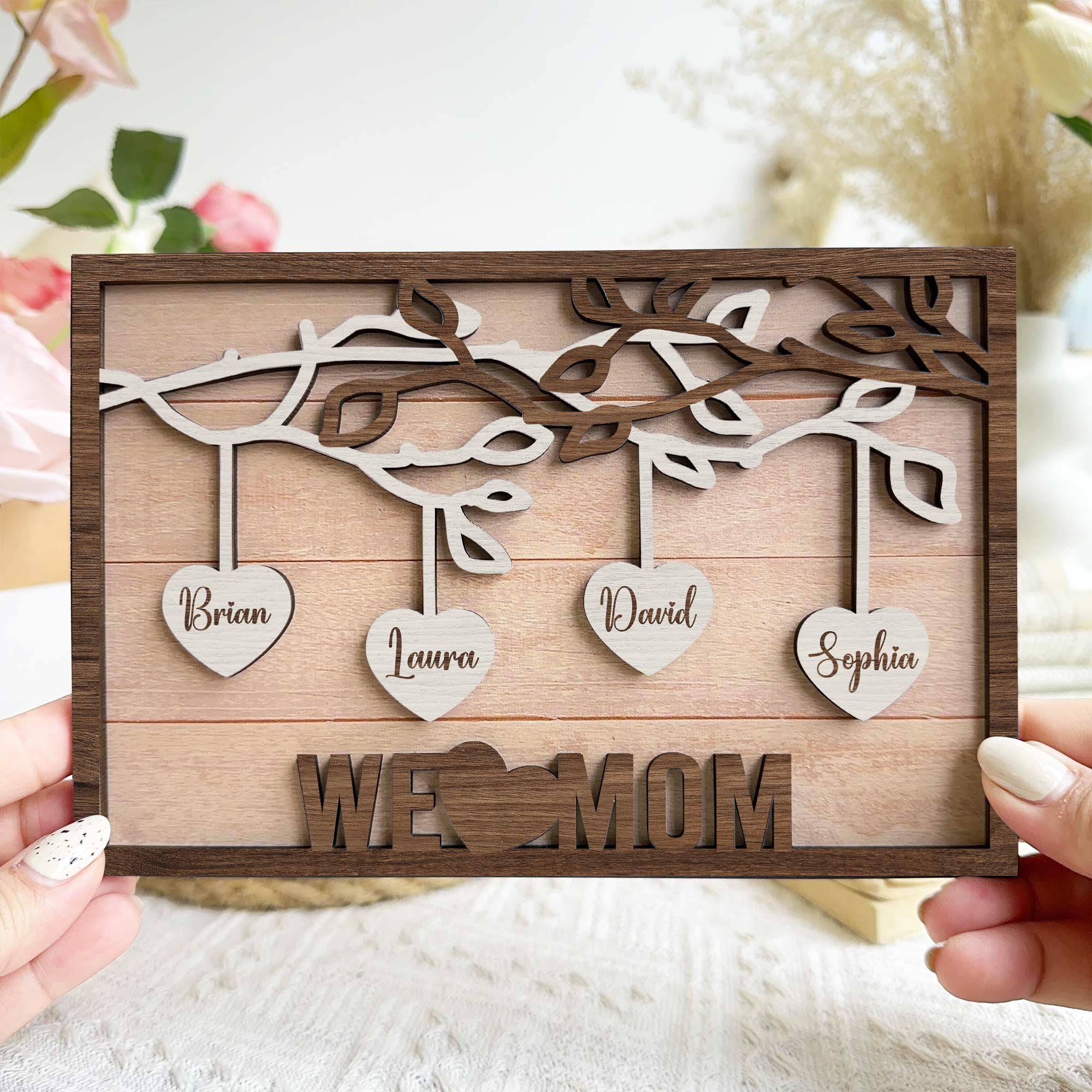 We Love You Mom - Personalized Wooden Plaque - Image 2