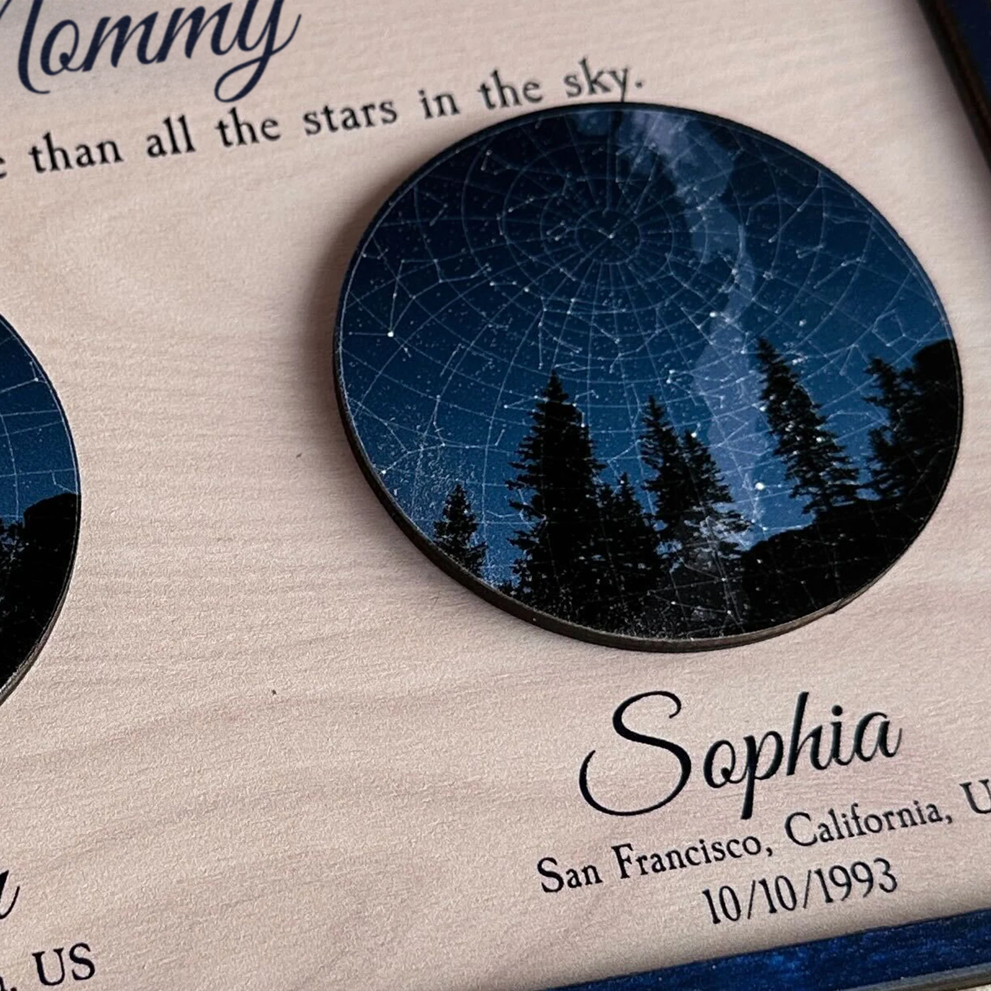 We Love You Mom Star Map - Personalized 2 Layers Wooden Plaque - Image 3
